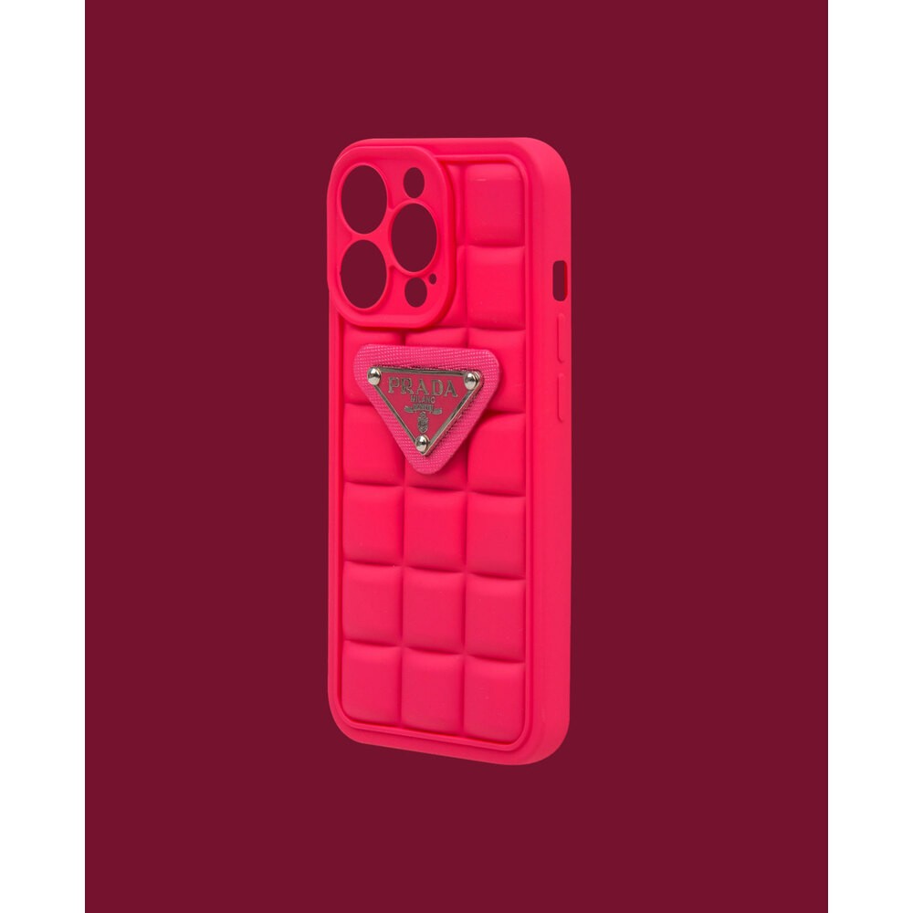 Matte pink embossed silicone phone case - DK048 - iPhone 14 Pro