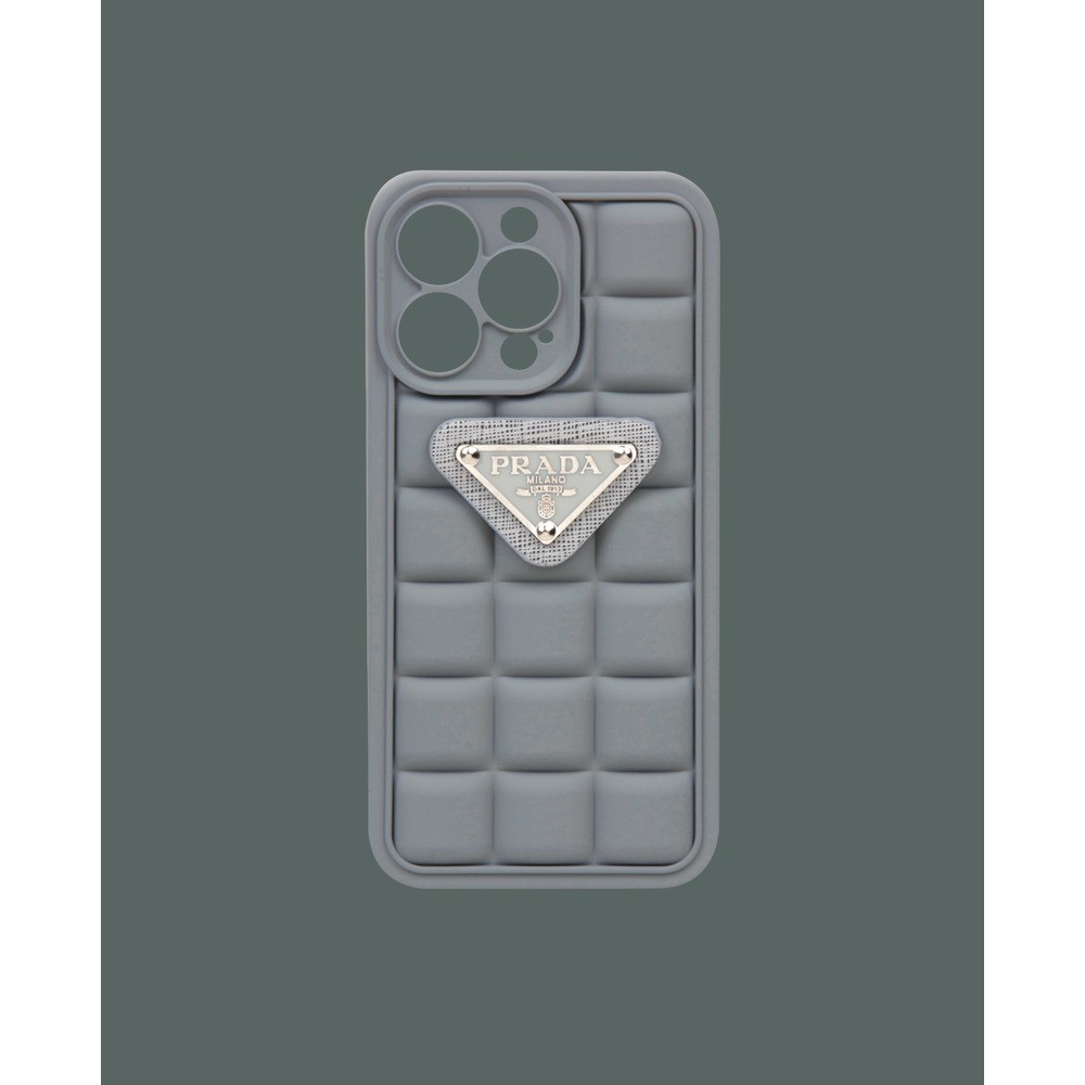 Matte gray embossed silicone phone case - DK034 - iPhone 14