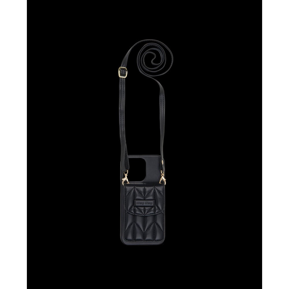 Çantalı Askılı Siyah Telefon Kılıfı - DK010 - iPhone 15