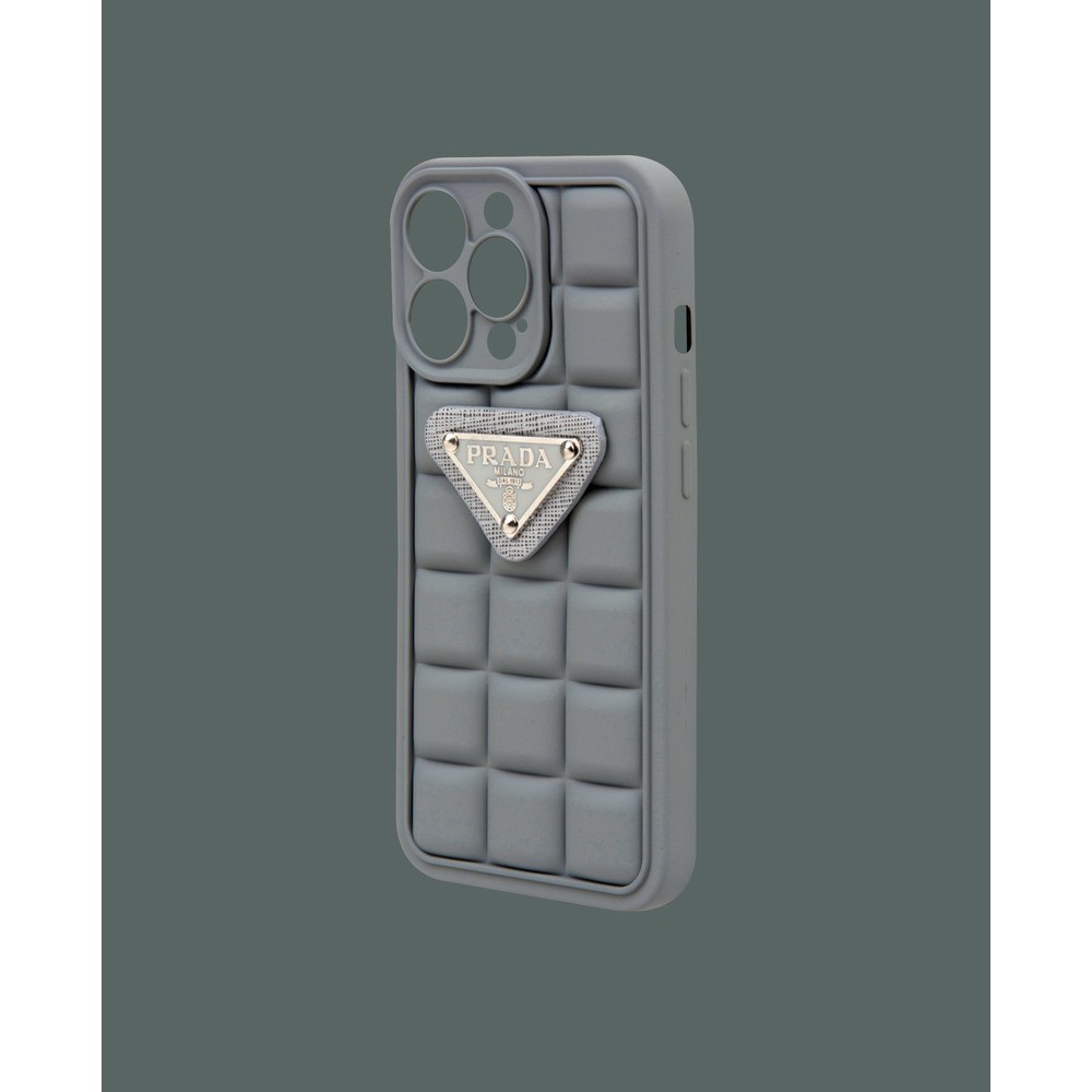 Mat Gri Kabartmalı Silikon Telefon Kılıfı - DK034 - iPhone 14