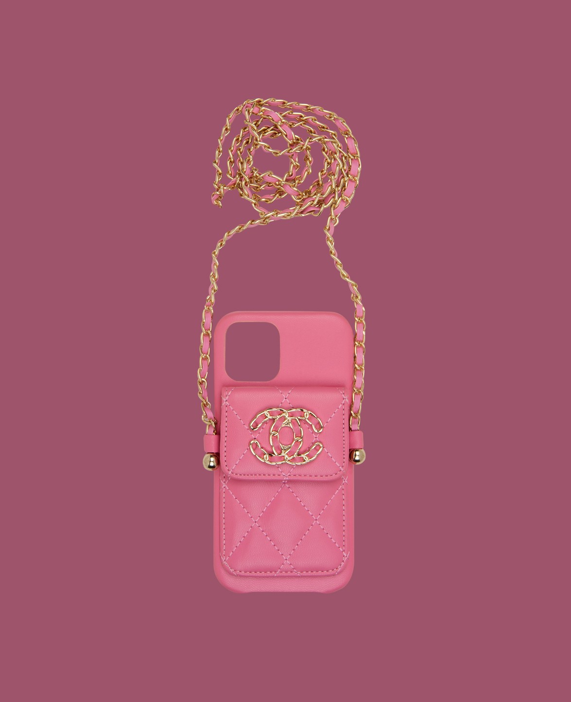 Pink Bag with strap phone case - DK073 - iPhone 12