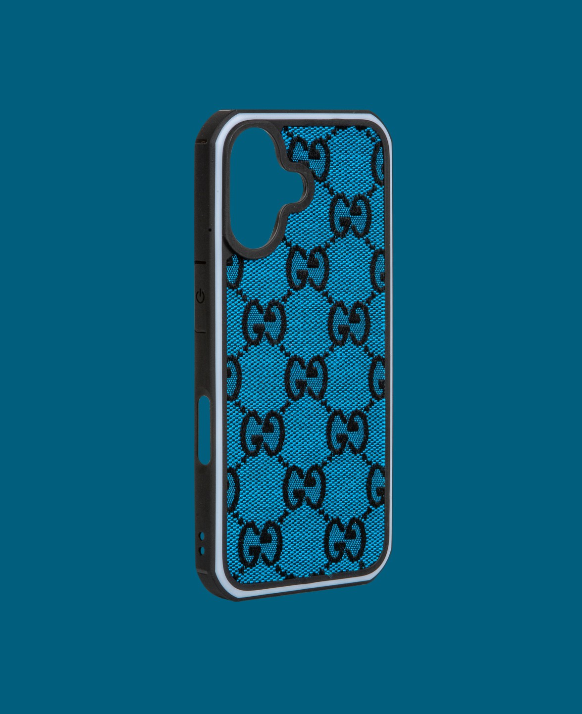 Kumaş Desenli Mavi Telefon Kılıfı - DK244 - iPhone 16 Promax