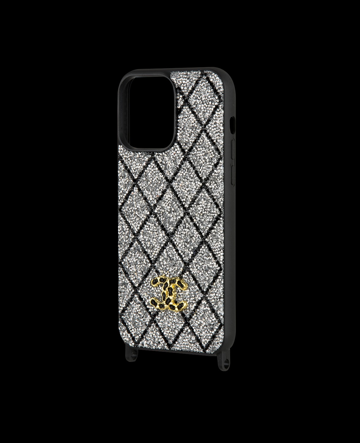 Silver Diamond Patterned Stone Case - DK151 - iPhone 15 Promax