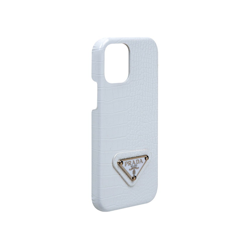White Artificial Leather Phone Case - DK085 - iPhone 12 Pro