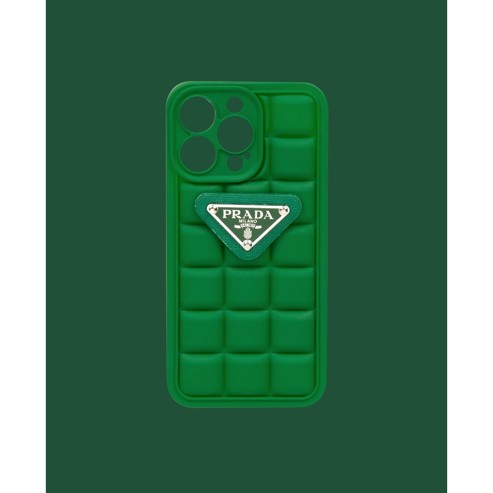 Matte green embossed silicone phone case - DK046 - iPhone 14 pro