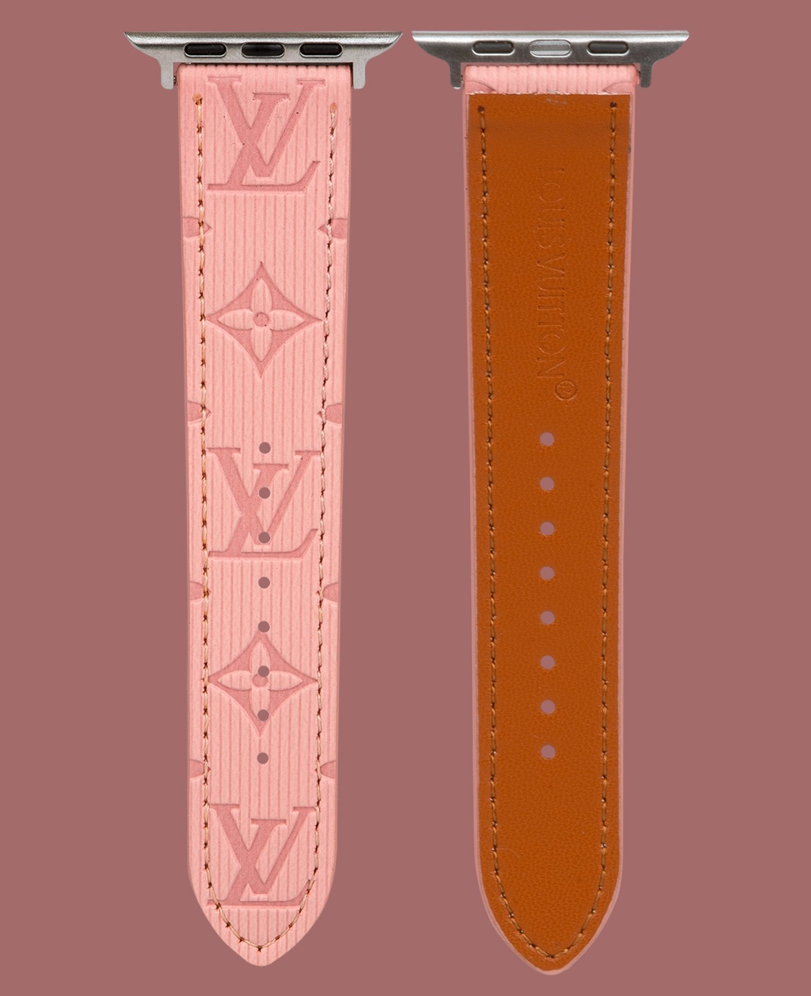 Pembe Deri Apple Saat Kayışı - DK235 - Apple Watch 49 mm