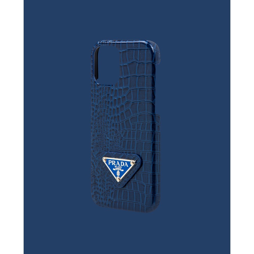 Navy blue artificial leather phone case - DK097 - iPhone 12 Pro
