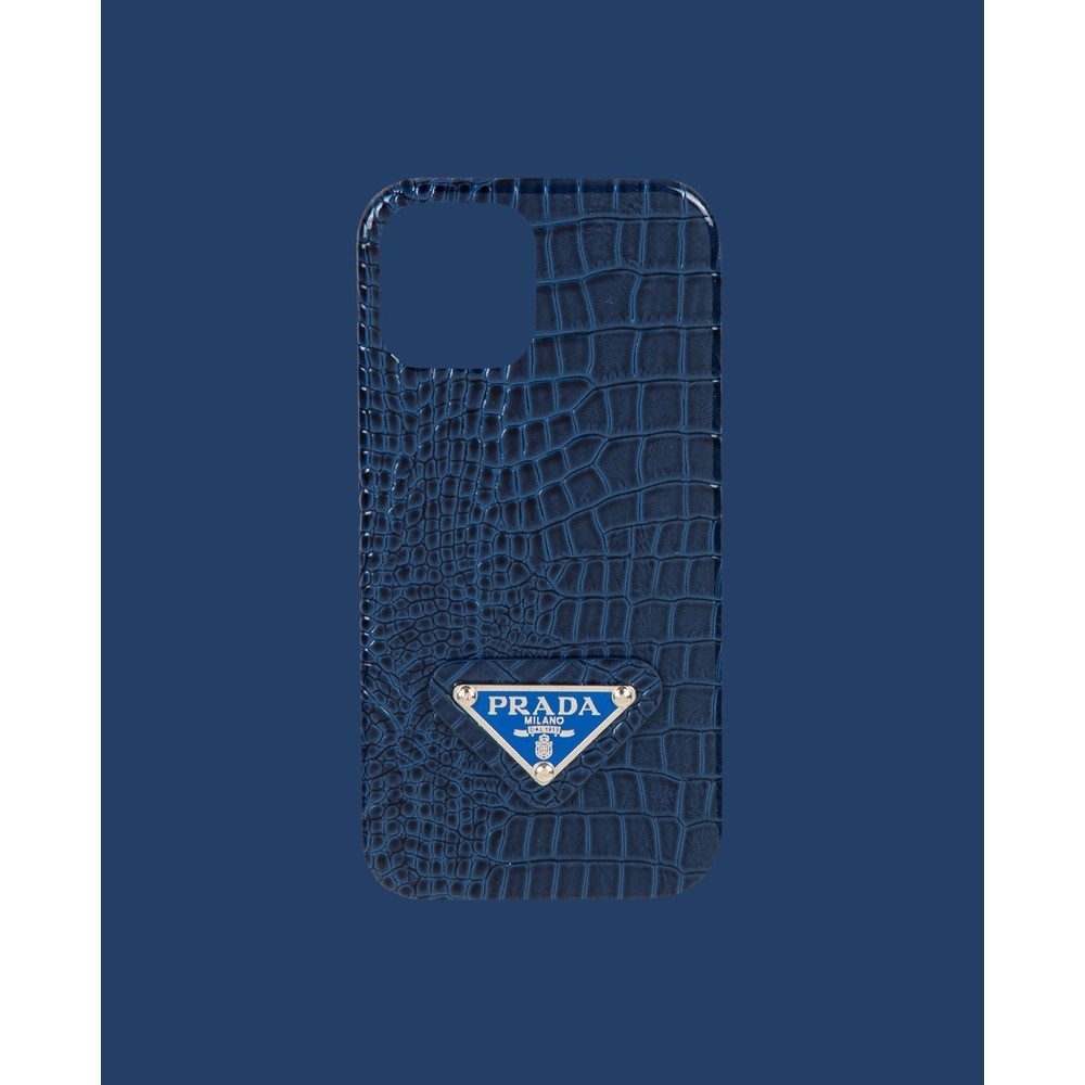 Navy blue artificial leather phone case - DK097 - iPhone 12
