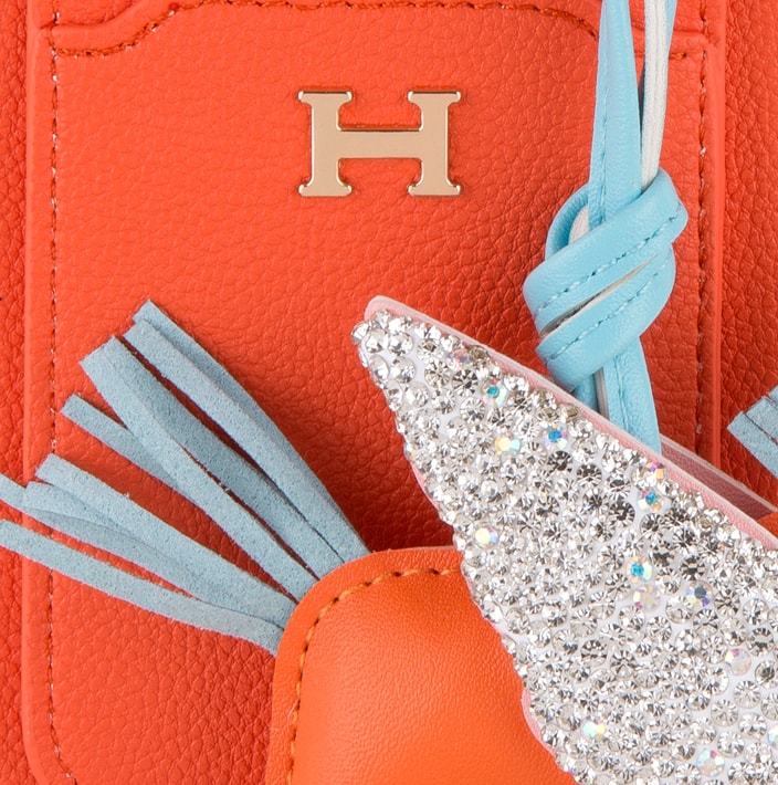 Turuncu Kartlıklı Oyuncaklı Telefon Kılıfı - DK182 - iPhone 14