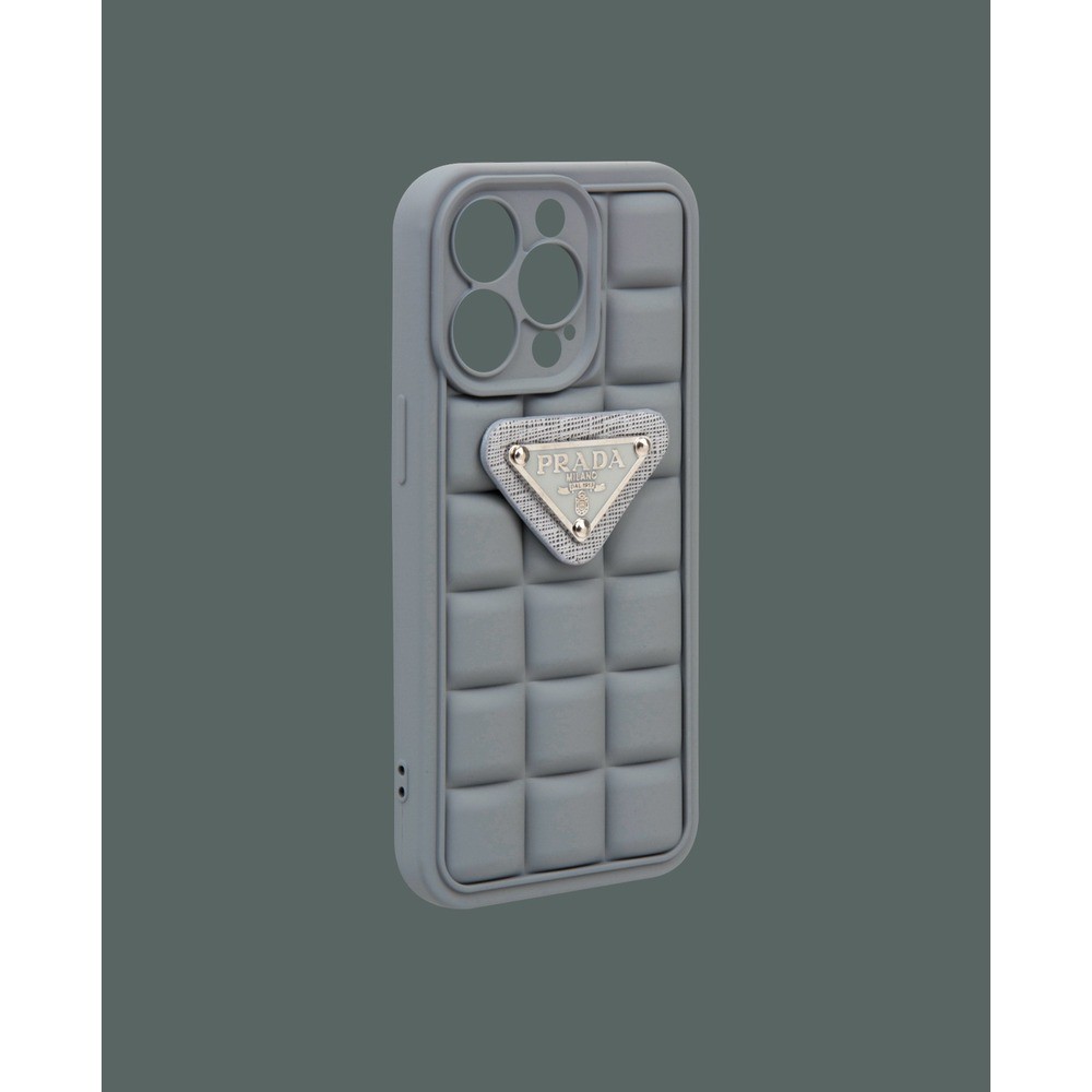 Mat Gri Kabartmalı Silikon Telefon Kılıfı - DK034 - iPhone 13 Pro