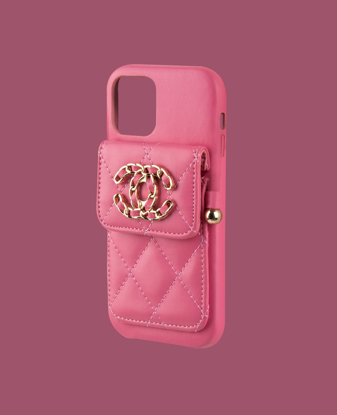 Pink Bag with strap phone case - DK073 - iPhone 12