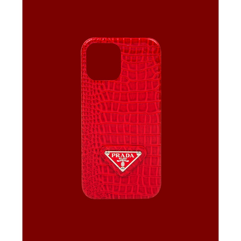 Red Artificial Leather Phone Case - DK095 - iPhone 15 Pro
