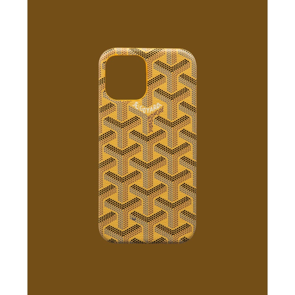 Yellow Patterned Artificial Leather Phone Case - DK037 - iPhone 12