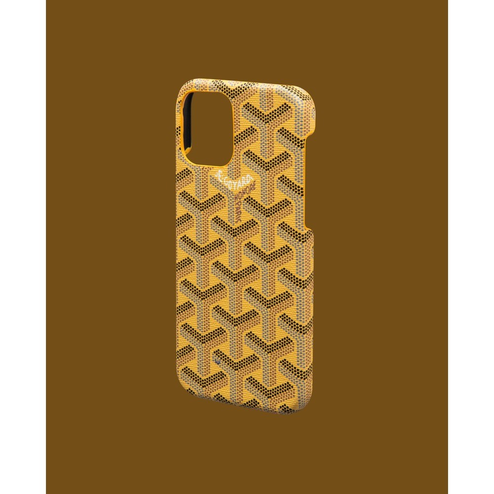 Yellow Patterned Artificial Leather Phone Case - DK037 - iPhone 12 Pro