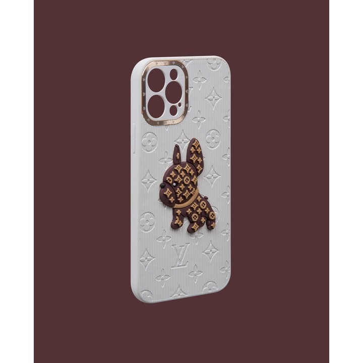 Beyaz 3D Kabartmalı Telefon Kılıfı DK117 iPhone 16 ProMax