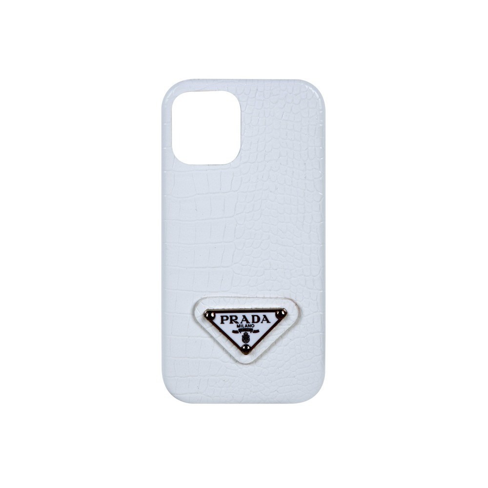 White Artificial Leather Phone Case - DK085 - iPhone 13 Pro