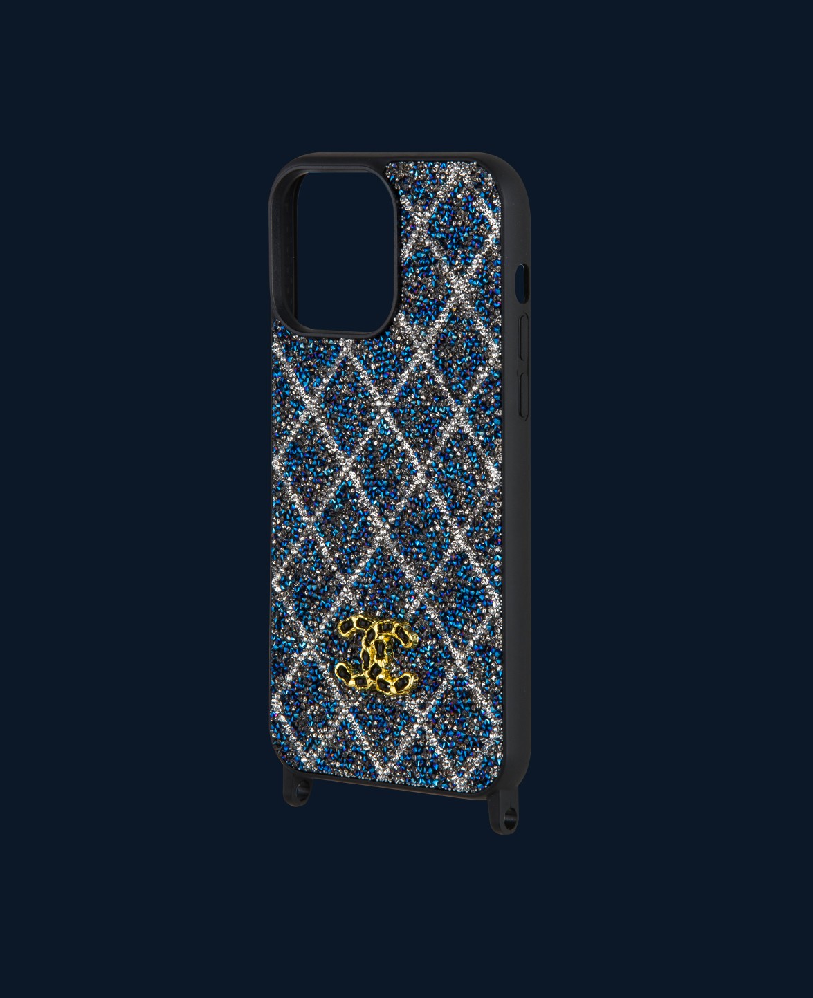 Mavi Baklava Desenli Taşlı Kılıf - DK152 - iPhone 13 Promax