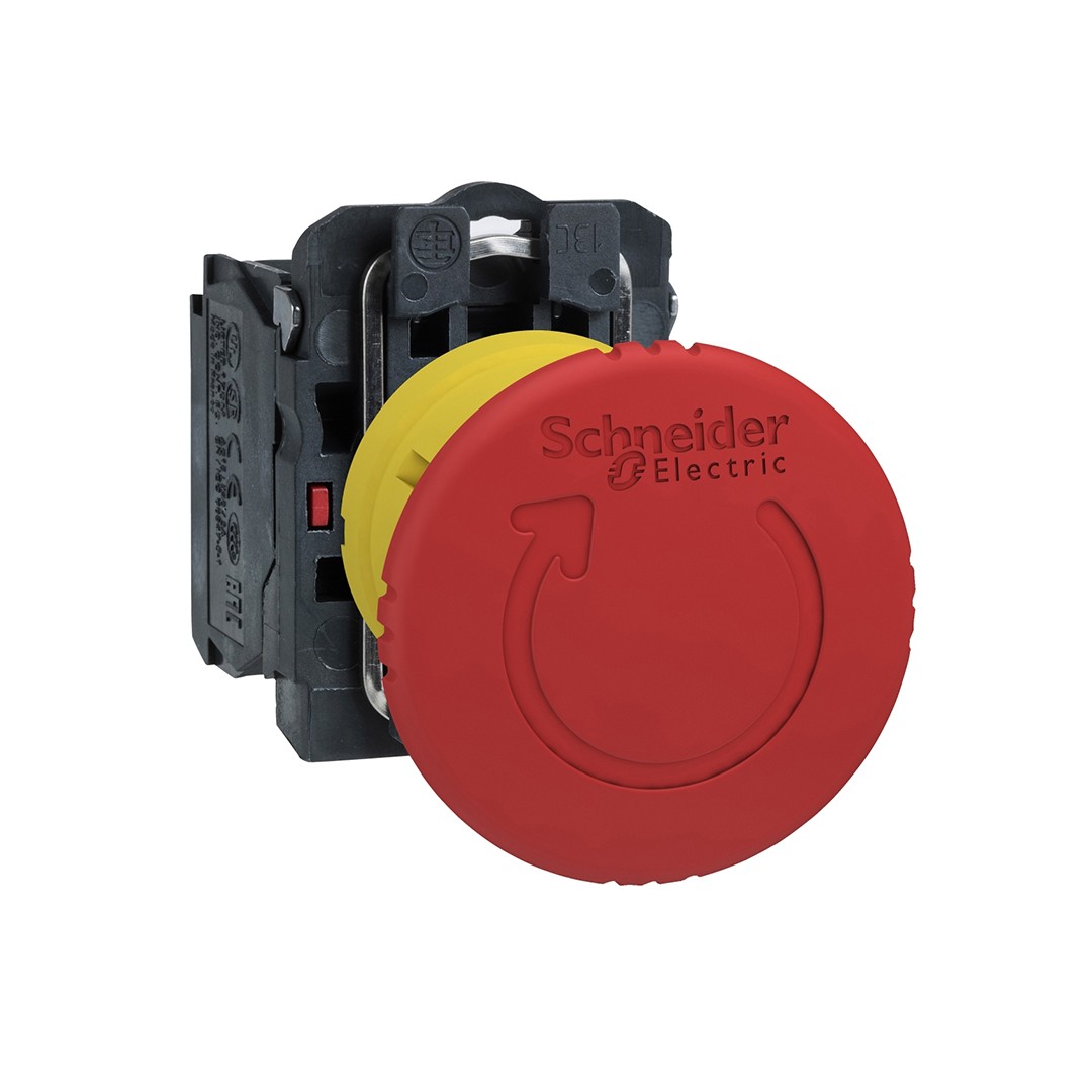 Schneider XB5AS8442 1NK Çevir Çek Tip Tetiklemeli Mantar Kafalı Acil Stop Butonu