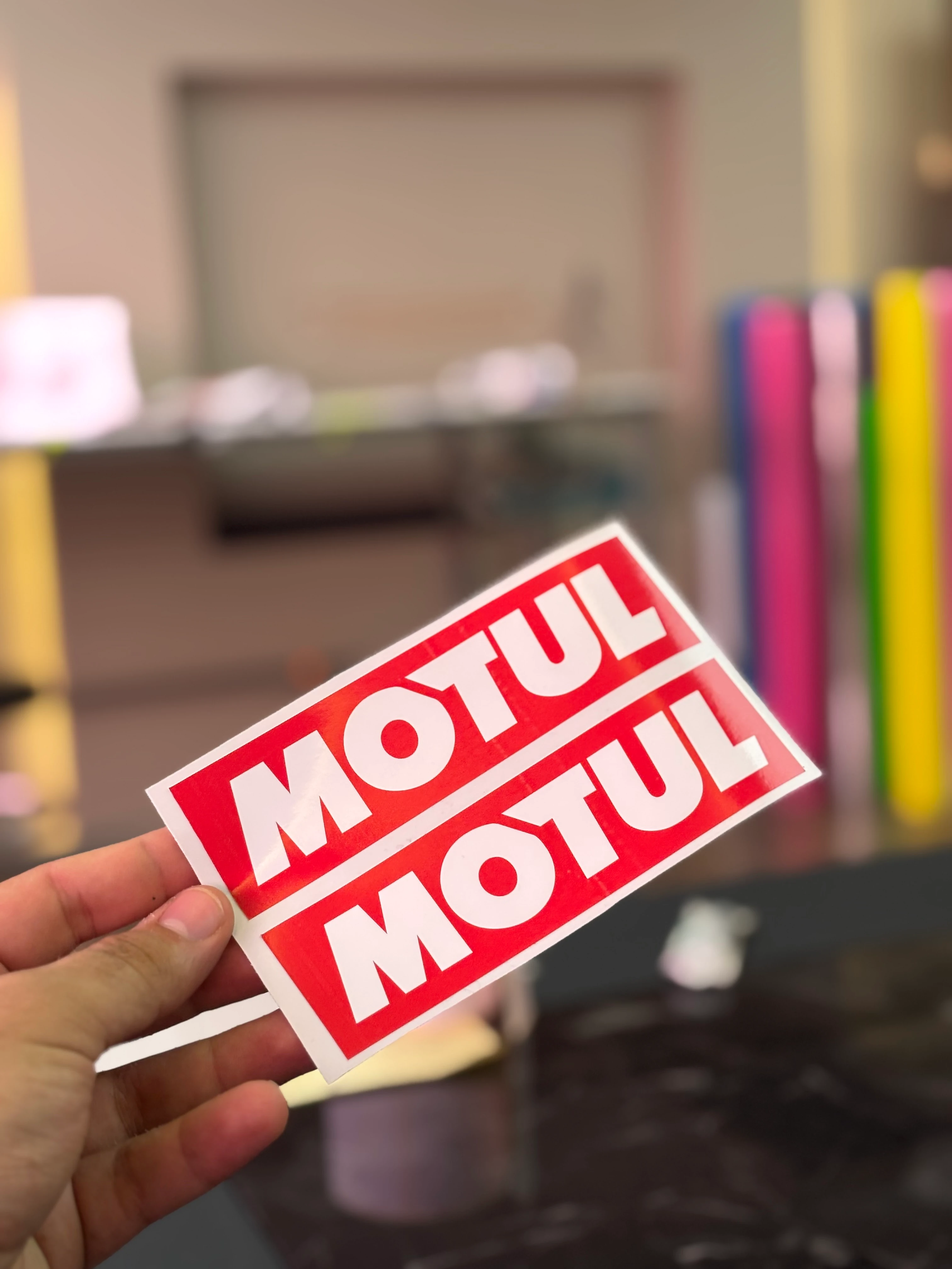 Motor ve Kask için Motul 2'li Kırmızı Beyaz Sticker Etiket 