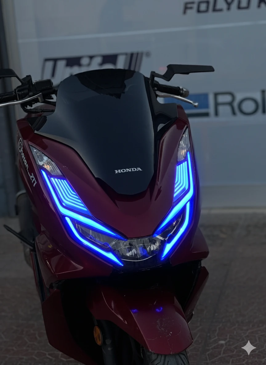 Honda PCX için Mavi Renk Kalın Kesim Far Tasarım Film Sticker 