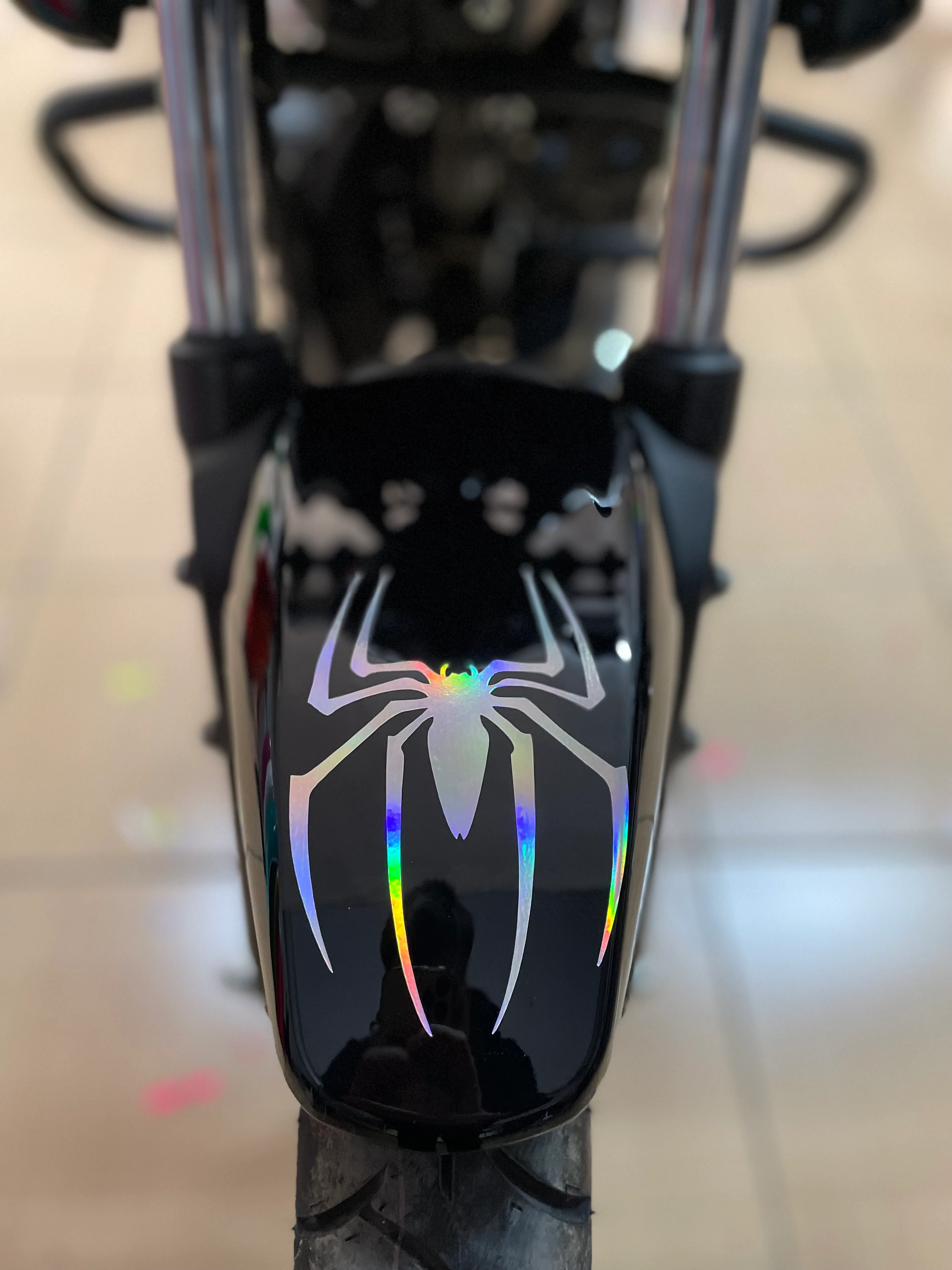 Motosiklet ve Kask için Hologramlı Örümcek Sticker Etiket (1 Adet)