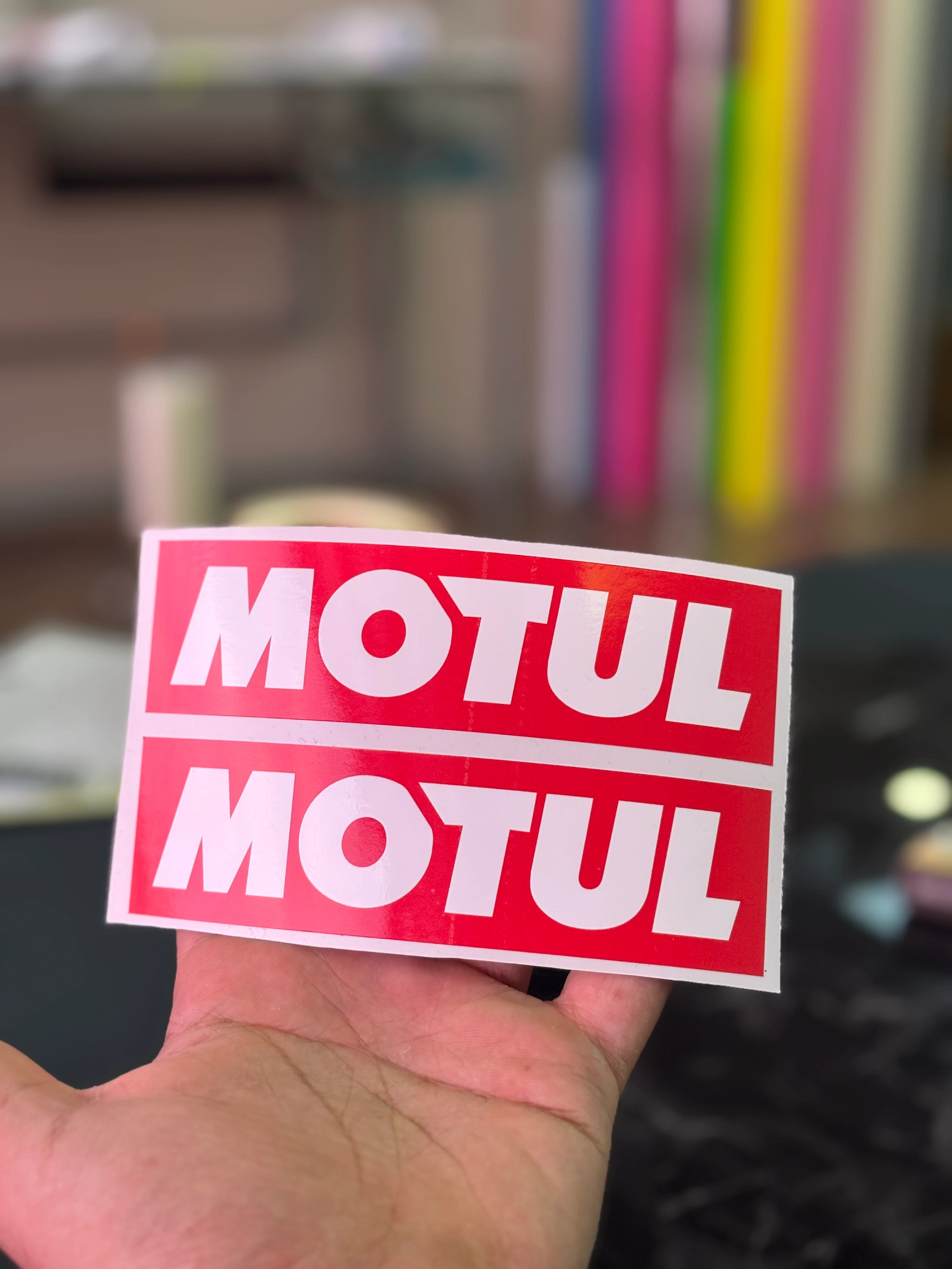 Motor ve Kask için Motul 2'li Kırmızı Beyaz Sticker Etiket 