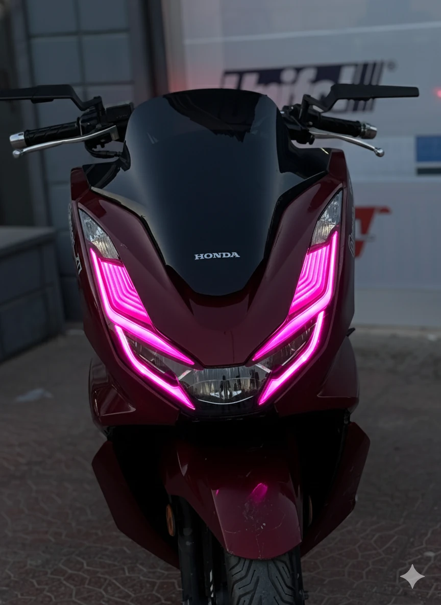 Honda PCX için Pembe Renk  Full Kaplamalı Far Tasarım Film Sticker 