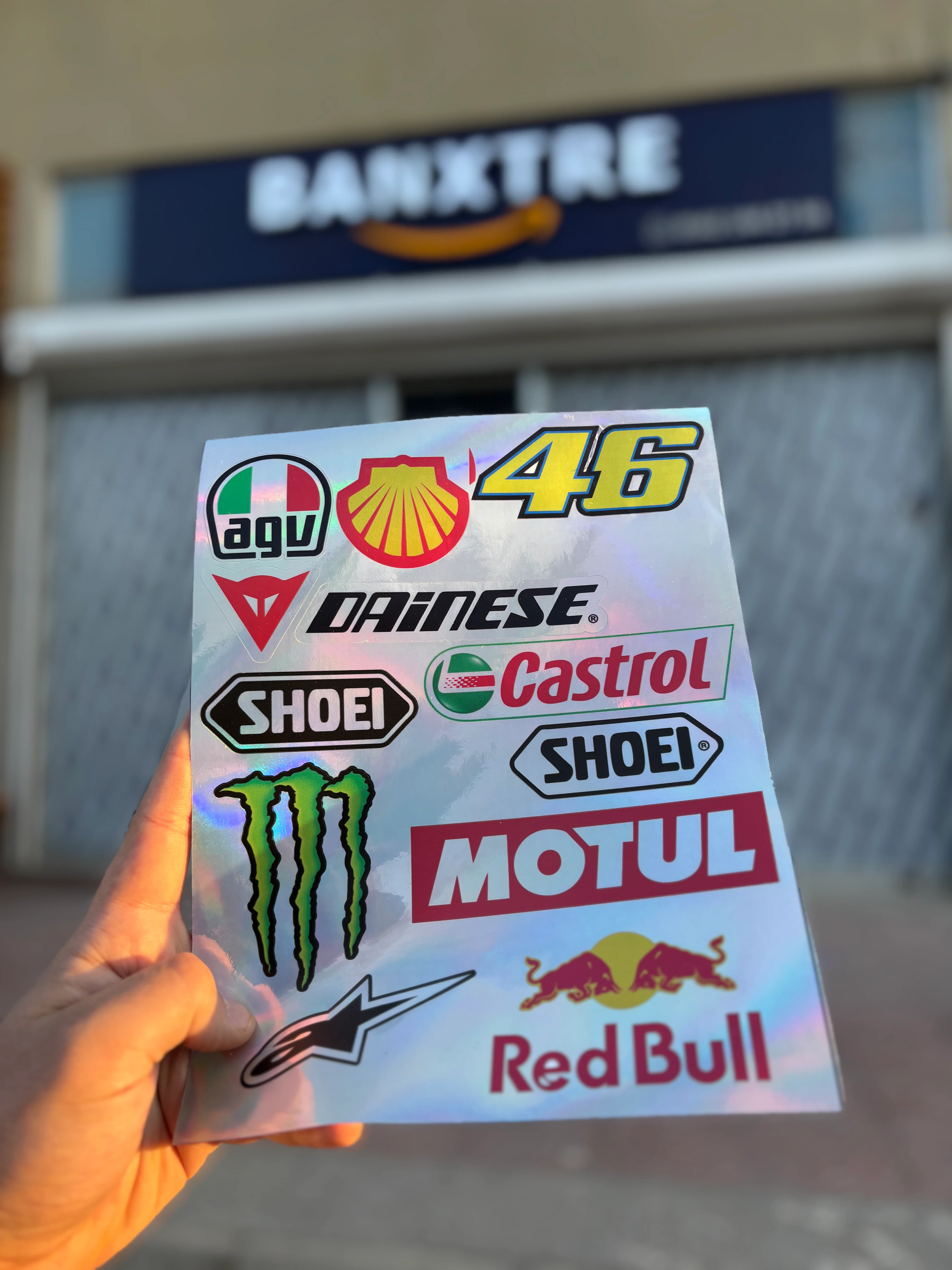 Motor ve Kask için Sponsorlu Markalar Hologramlı A4 Sticker Pack Seri (11 Sticker Tek Paket)