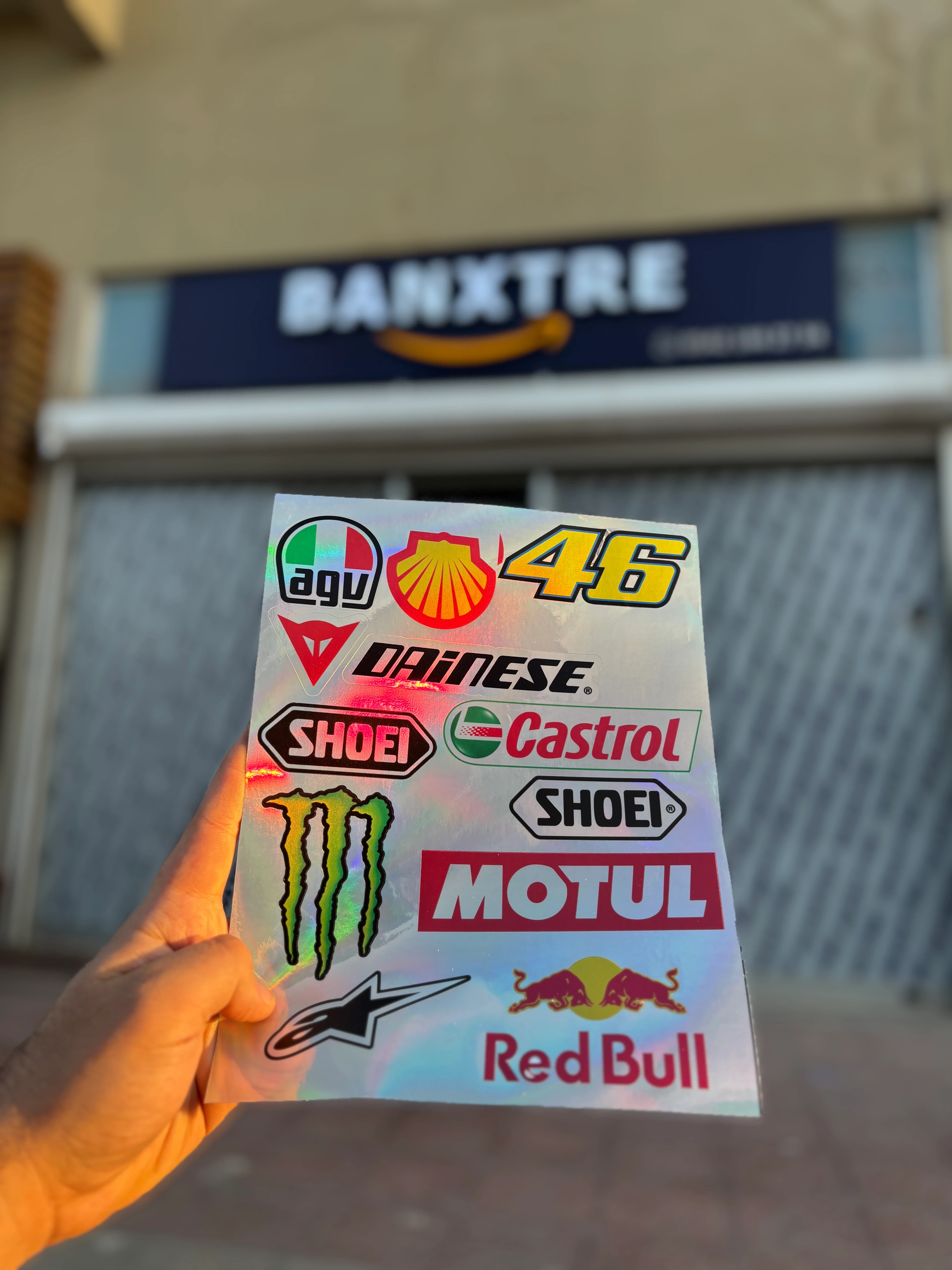 Motor ve Kask için Sponsorlu Markalar Hologramlı A4 Sticker Pack Seri (11 Sticker Tek Paket)