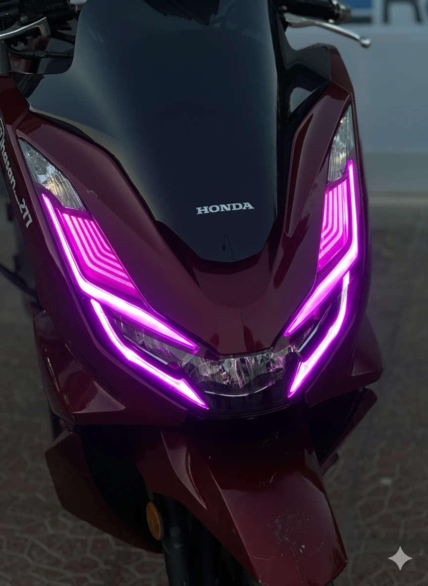 HONDA PCX için Mor Renk Full Kaplamalı Far Tasarım Film Sticker 