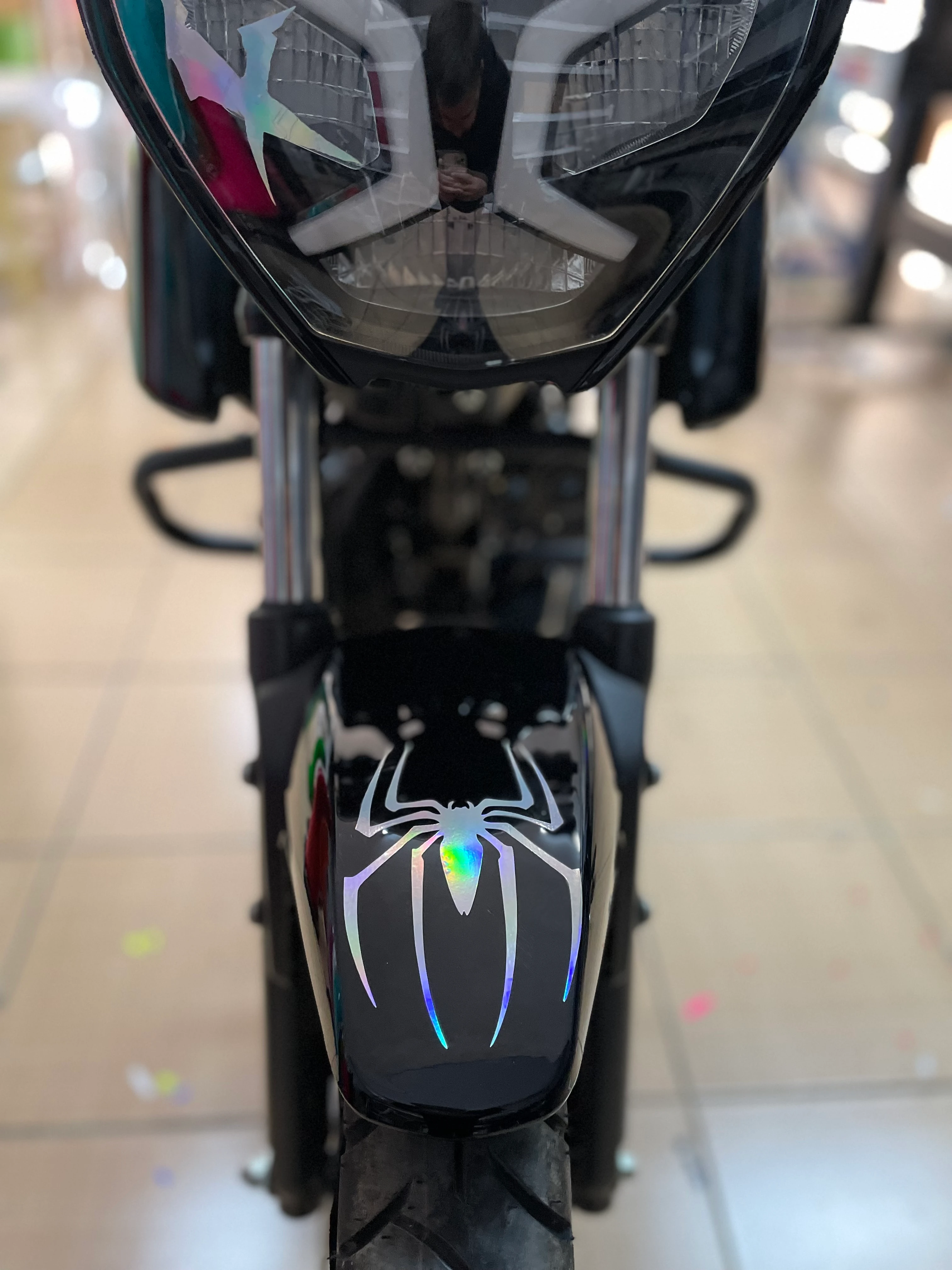 Motosiklet ve Kask için Hologramlı Örümcek Sticker Etiket (1 Adet)