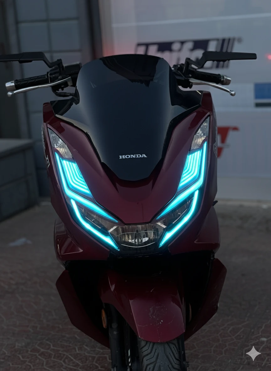Honda PCX için Açık Mavi Far Tasarım Film Sticker Seti 