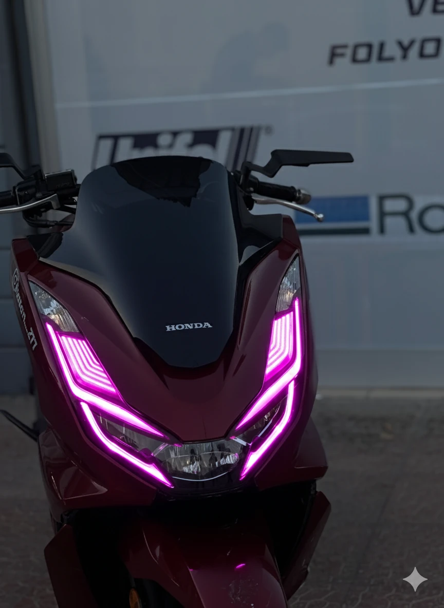 HONDA PCX için Mor Renk Full Kaplamalı Far Tasarım Film Sticker 