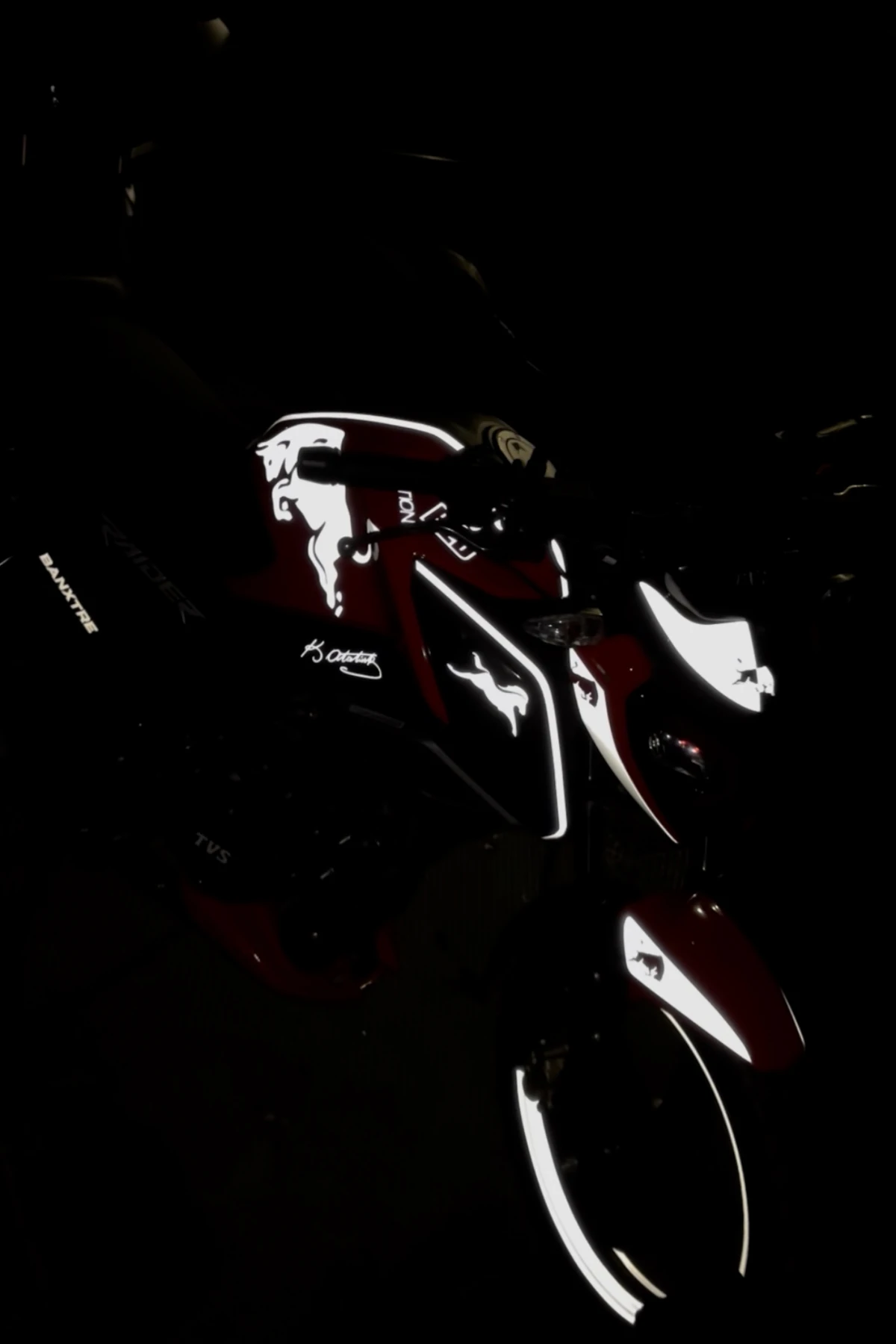 TVS Raider için Reflektörlü Beyaz Renk Komple Redbull Temalı Sticker Seti 