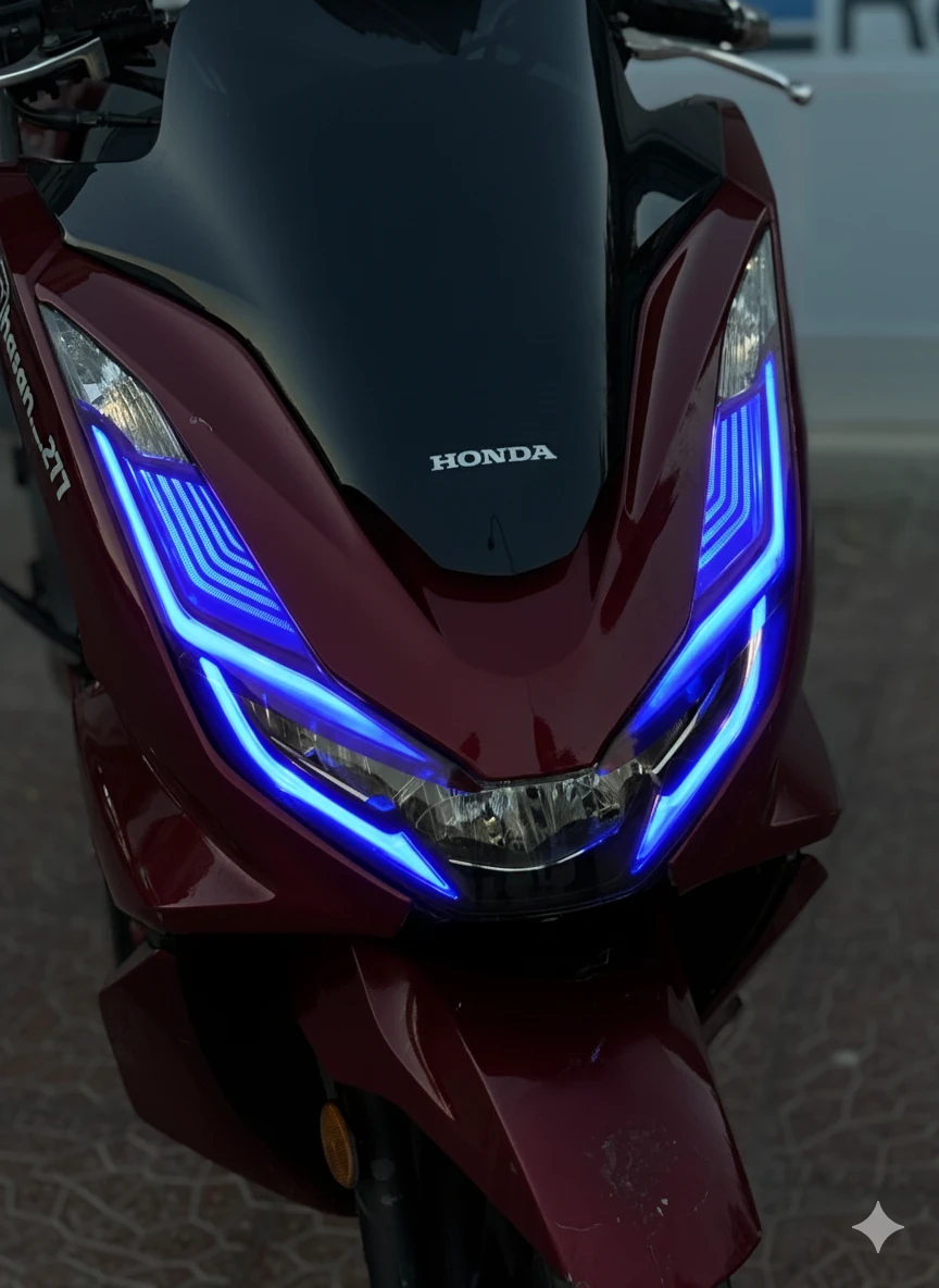 Honda PCX için Mavi Renk Kalın Kesim Far Tasarım Film Sticker 