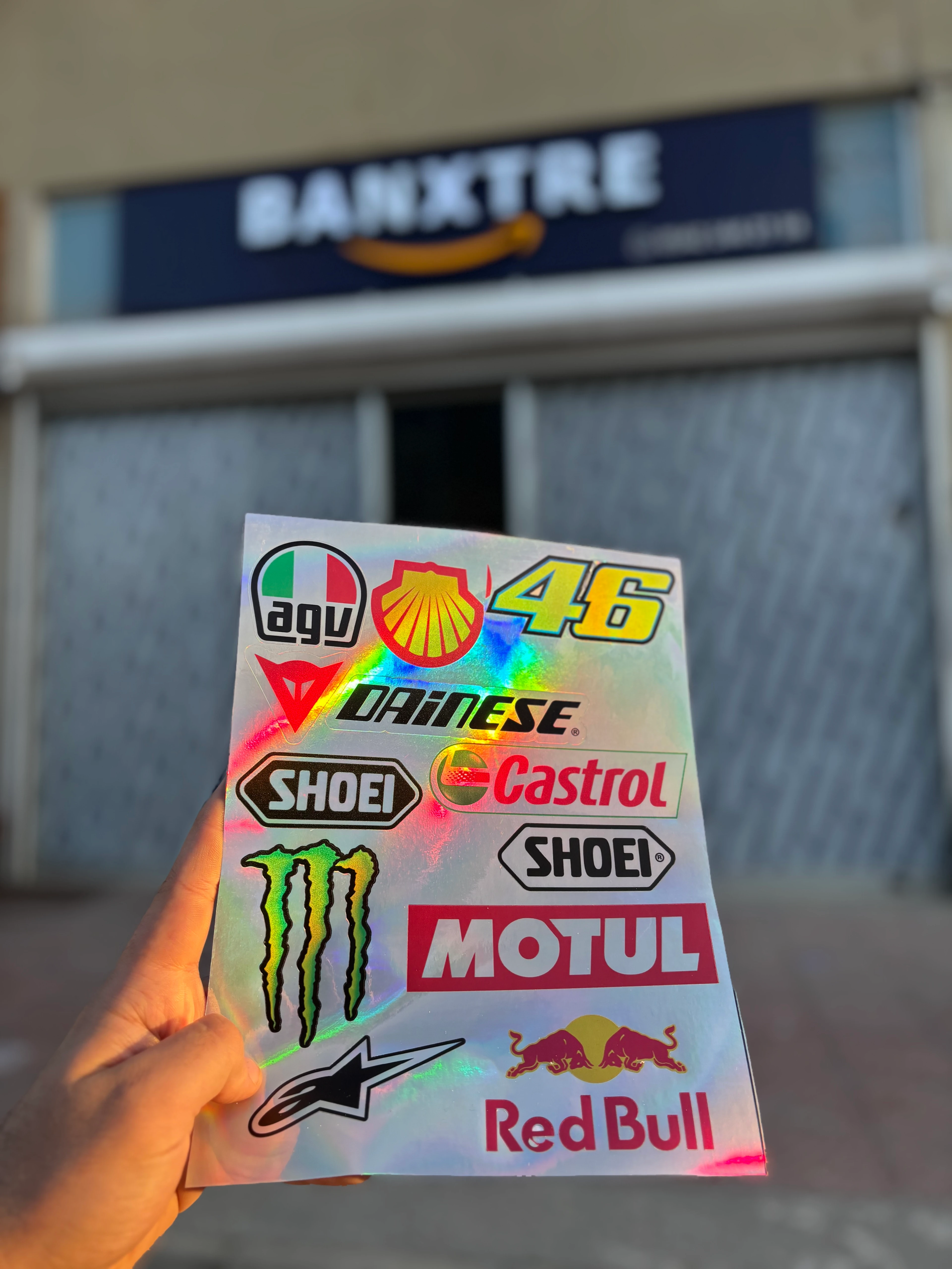 Motor ve Kask için Sponsorlu Markalar Hologramlı A4 Sticker Pack Seri (11 Sticker Tek Paket)