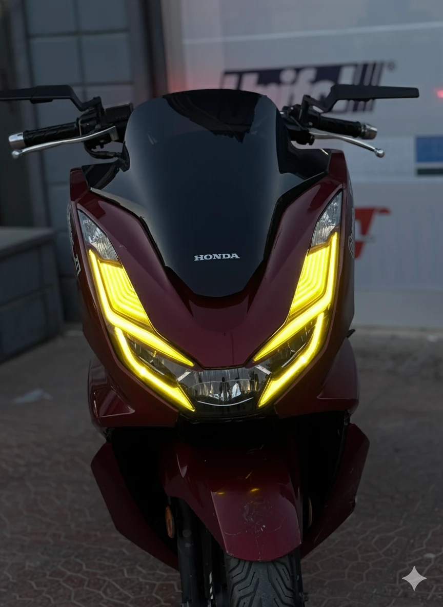 Honda PCX için Sarı Renk Full Kaplamalı Far Tasarım Film Sticker 