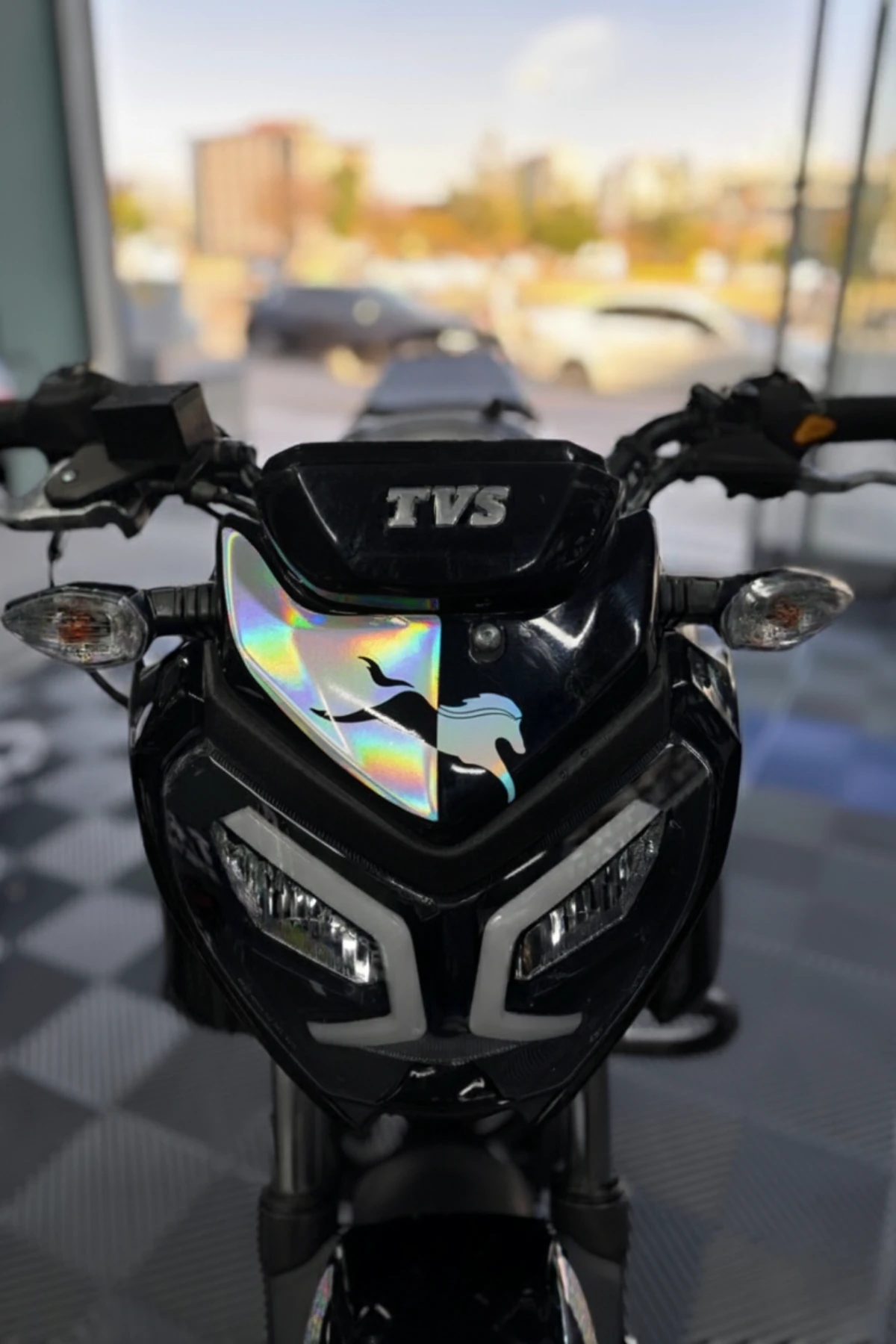 TVS Raider 125 için Hologram At Desenli Kafa Detay Sticker 