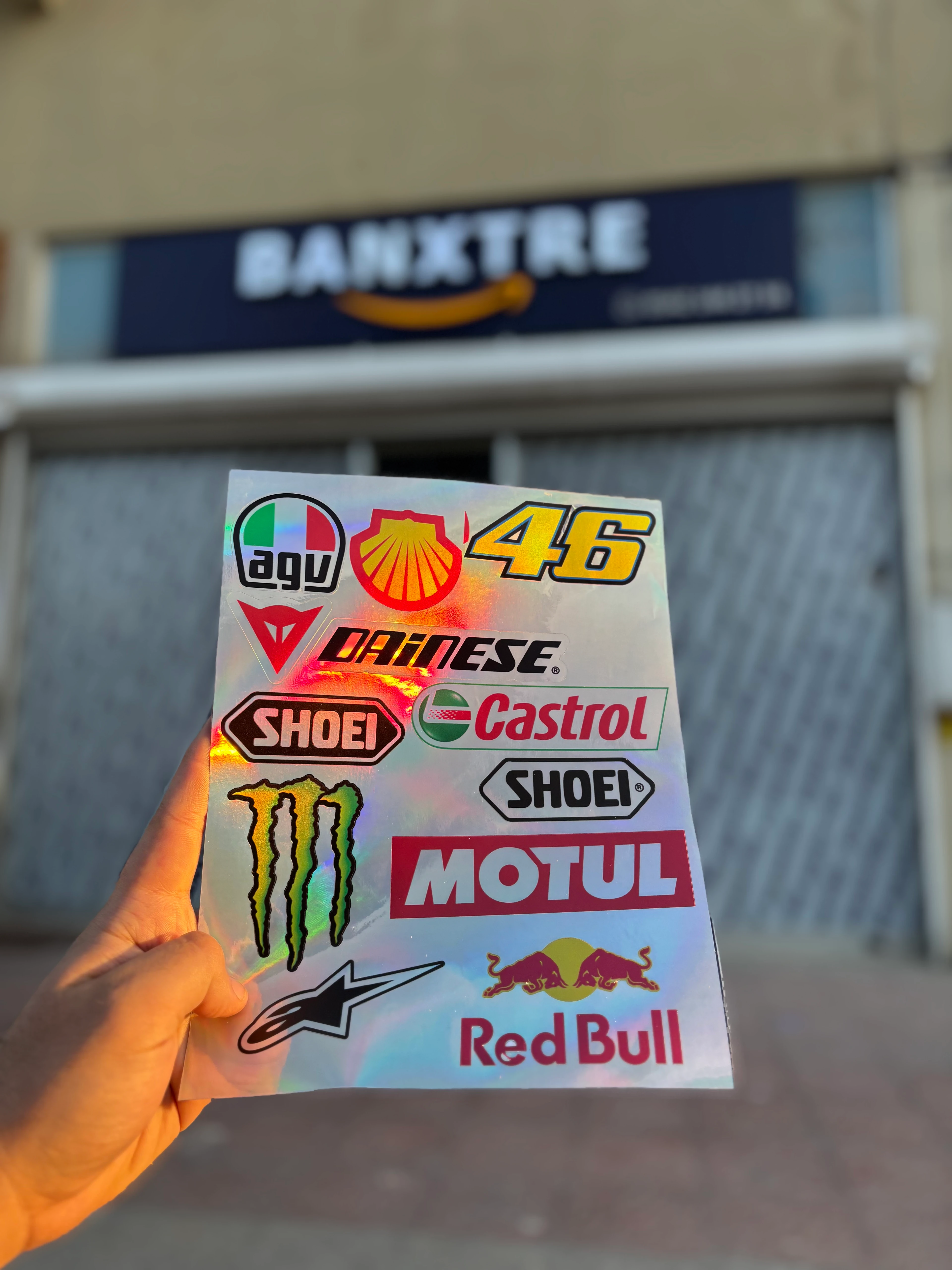 Motor ve Kask için Sponsorlu Markalar Hologramlı A4 Sticker Pack Seri (11 Sticker Tek Paket)
