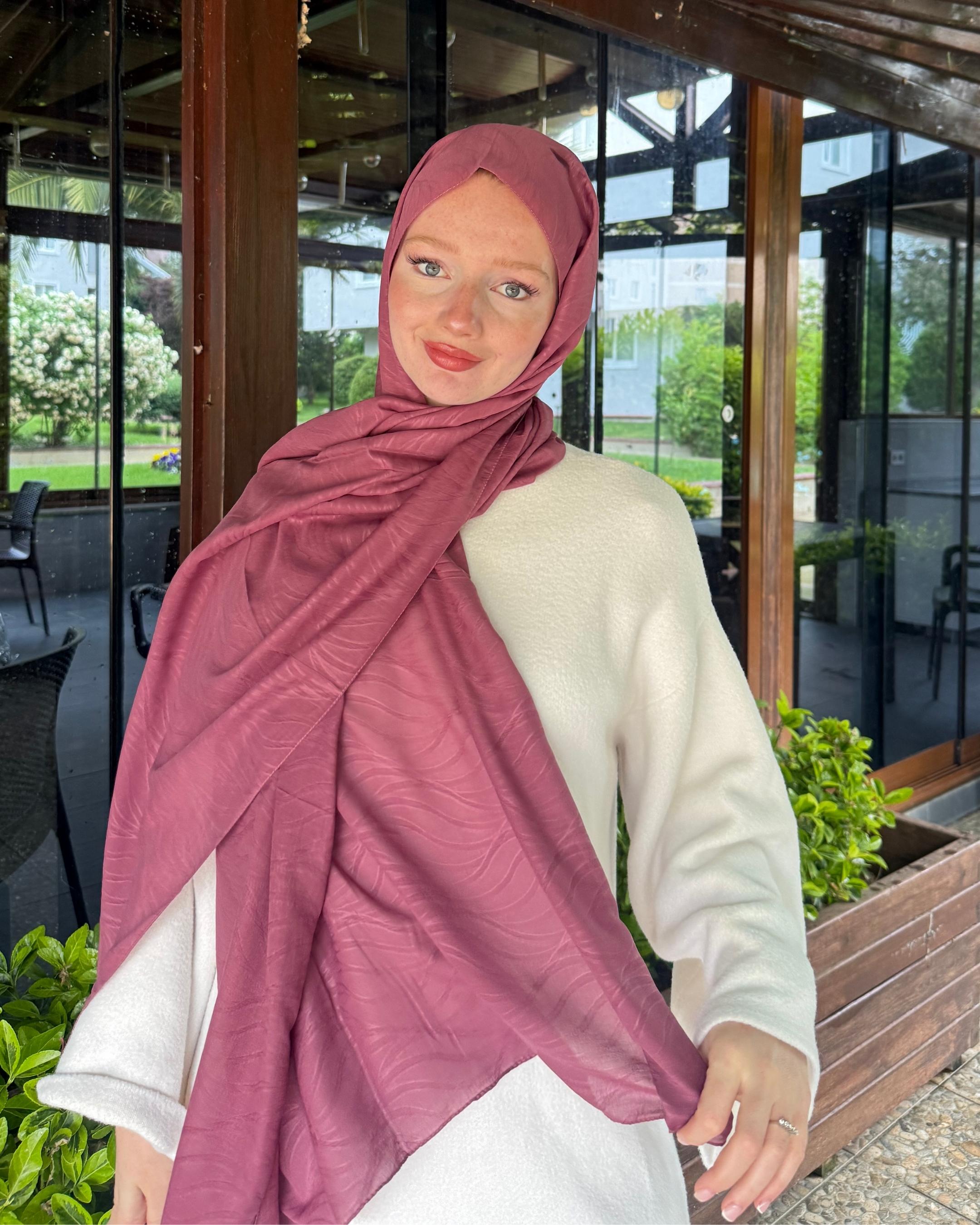 Gül Kurusu Su Yolu Bambu Jakar Şal	