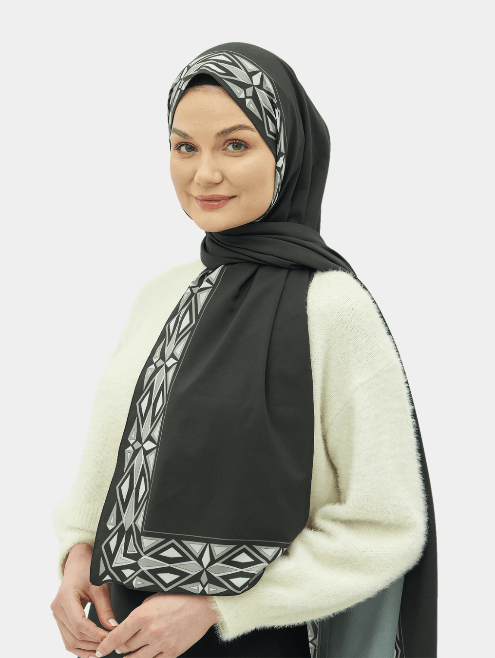 Siyah Venedik Desen Pamuk Vual Şal	