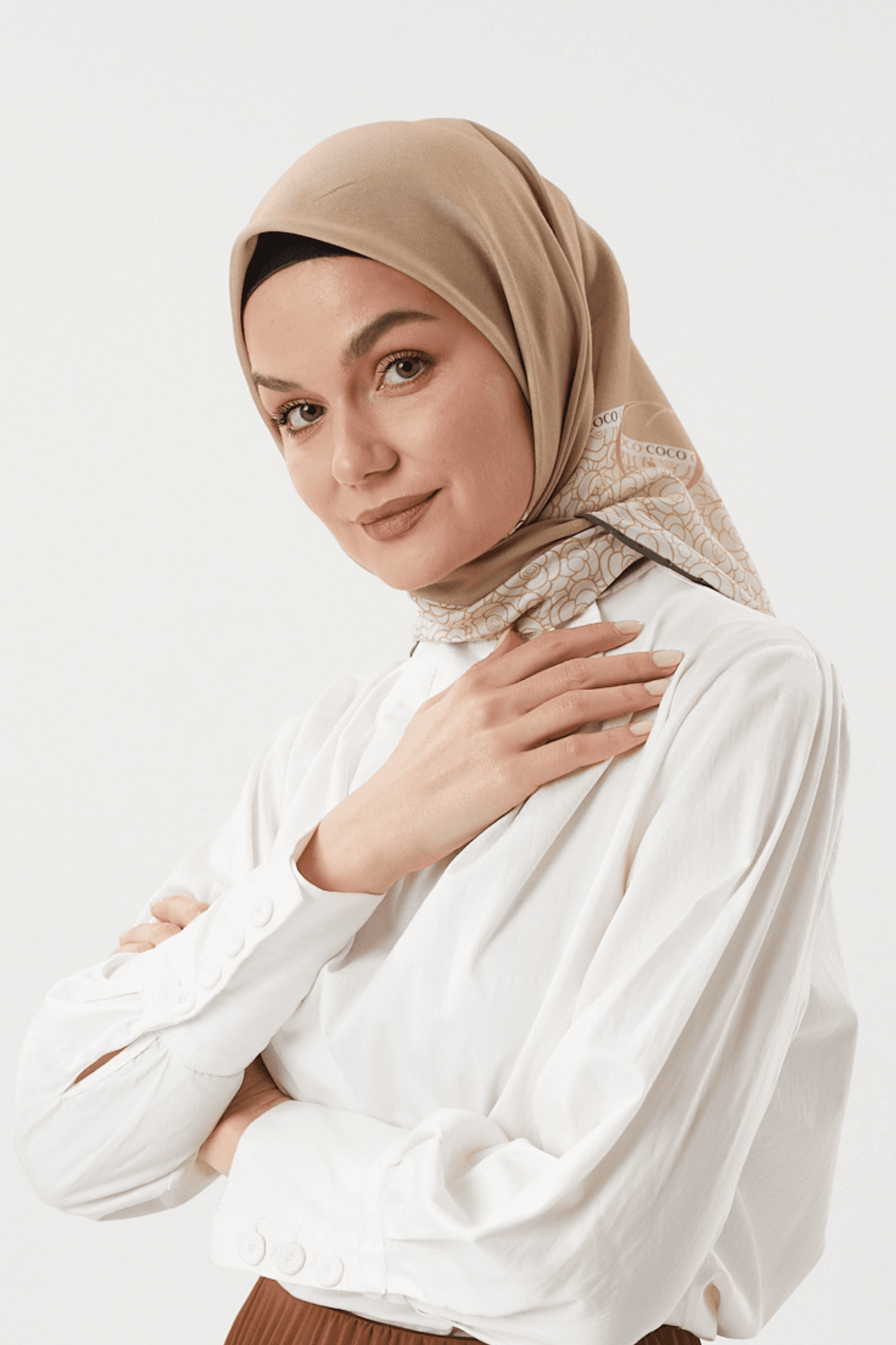 Bej Paris Pamuk Eşarp	