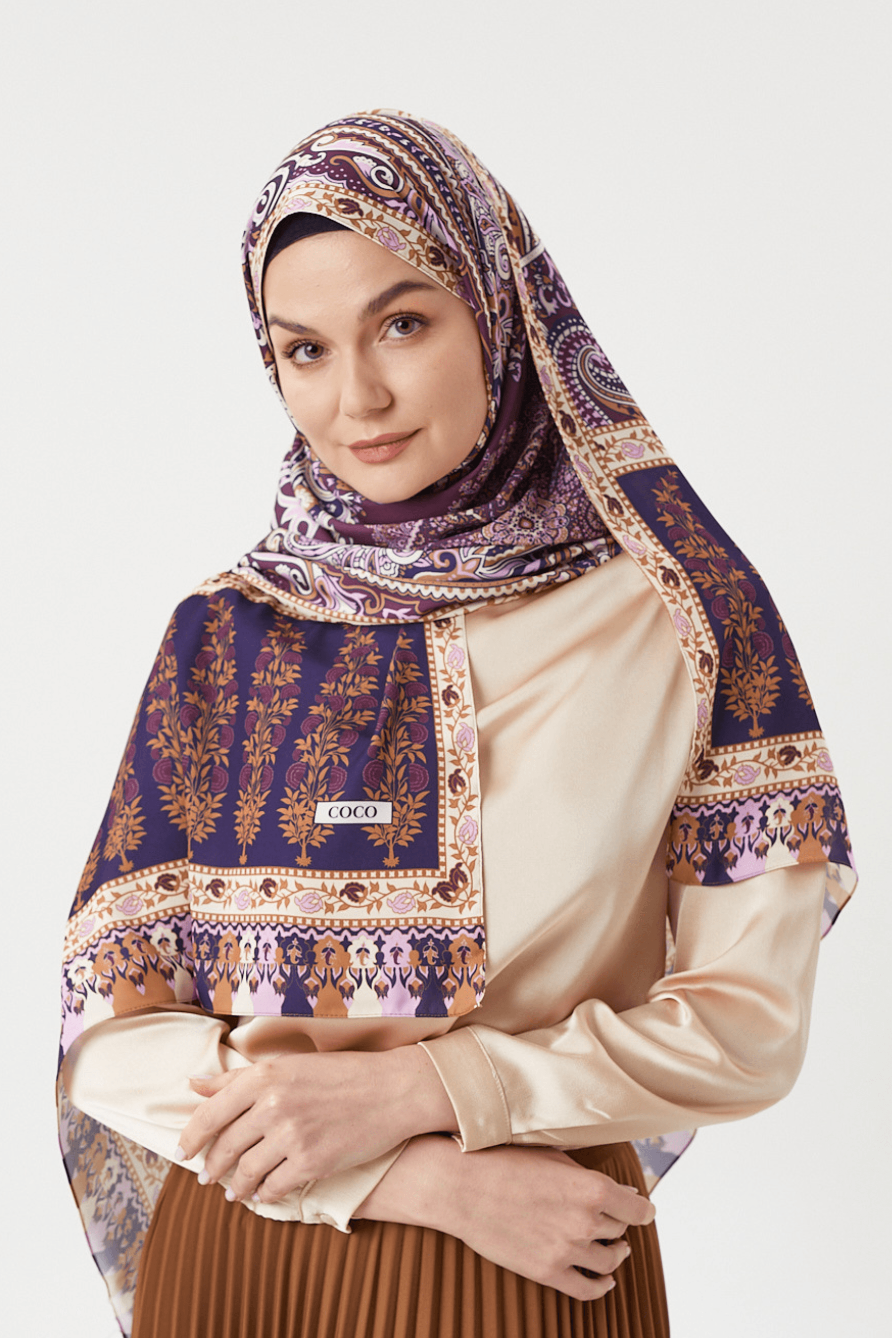 Mor Ediz Desen İpeksi Şal	