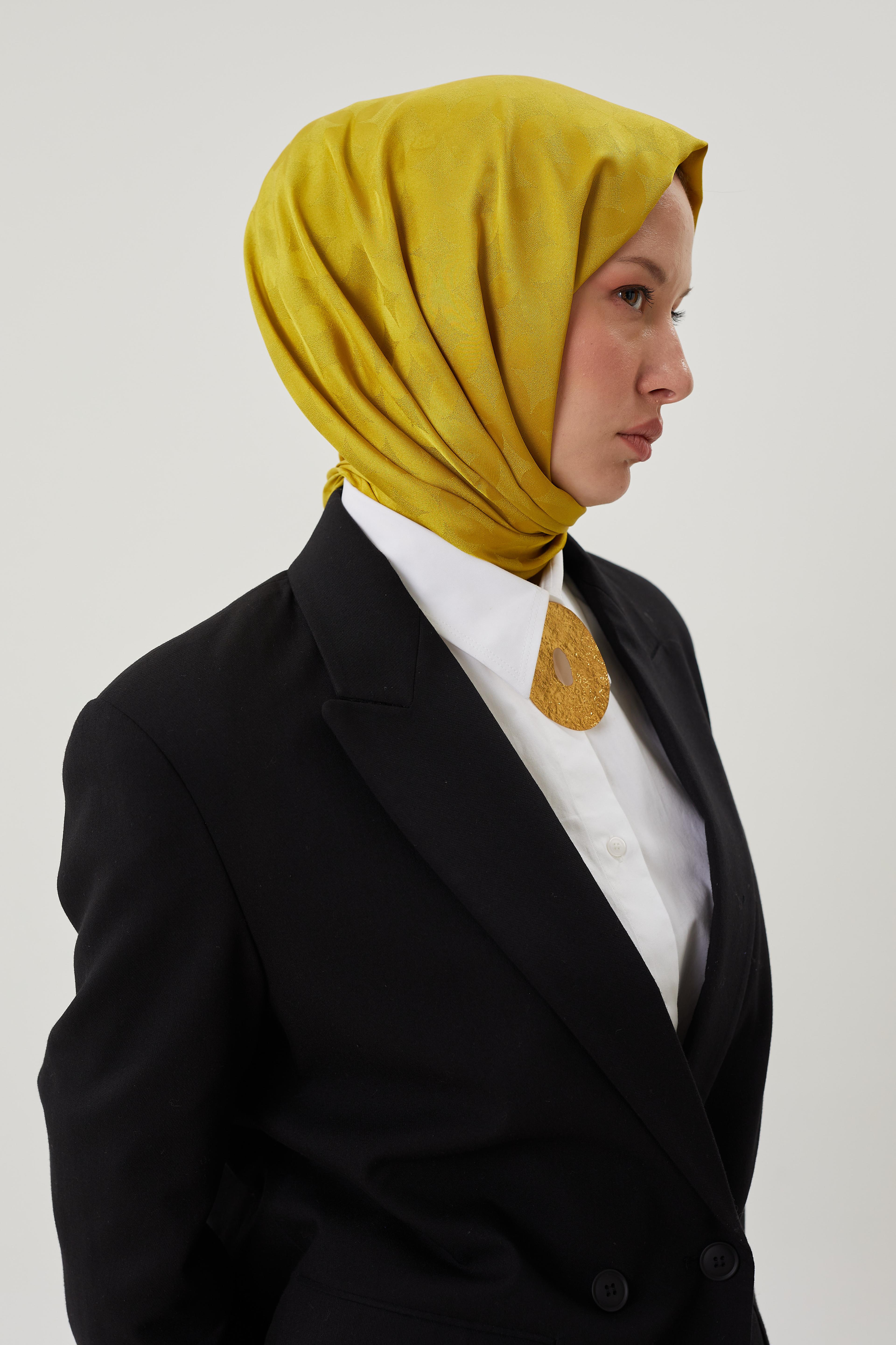Olive Yeşili Rise Desen Jakar Şal	
