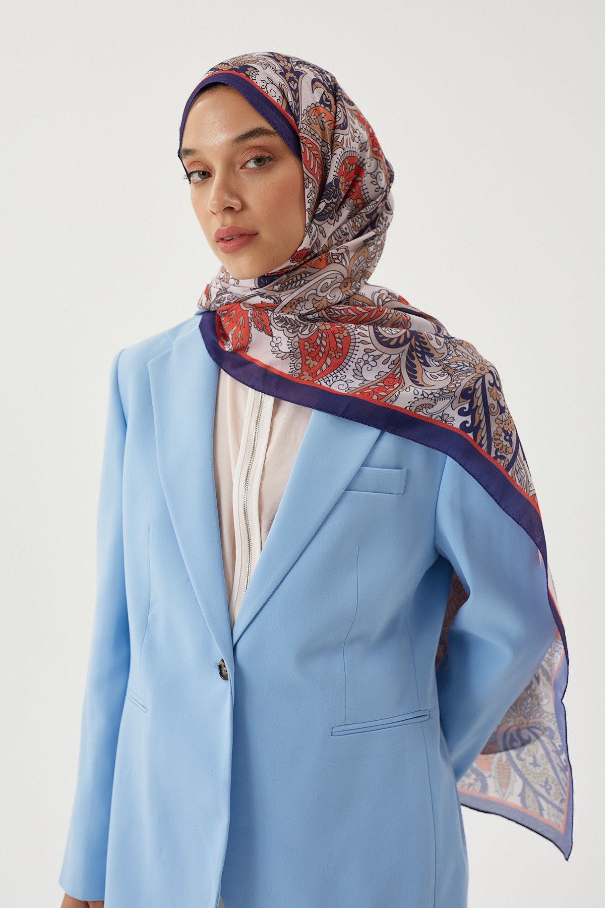 Morcivert & Nude Retro Desen Şal	