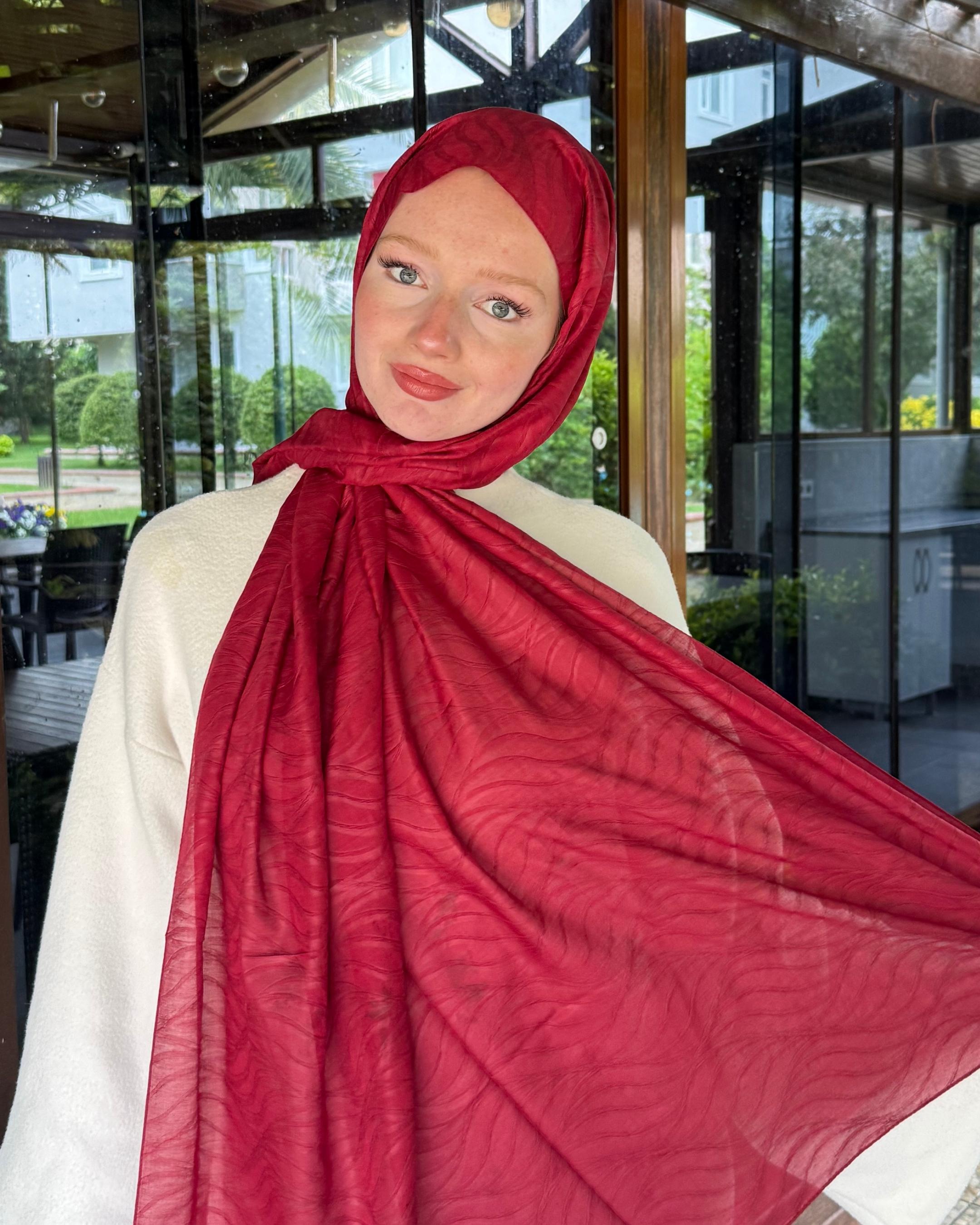 Bordo Su Yolu Bambu Jakar Şal	