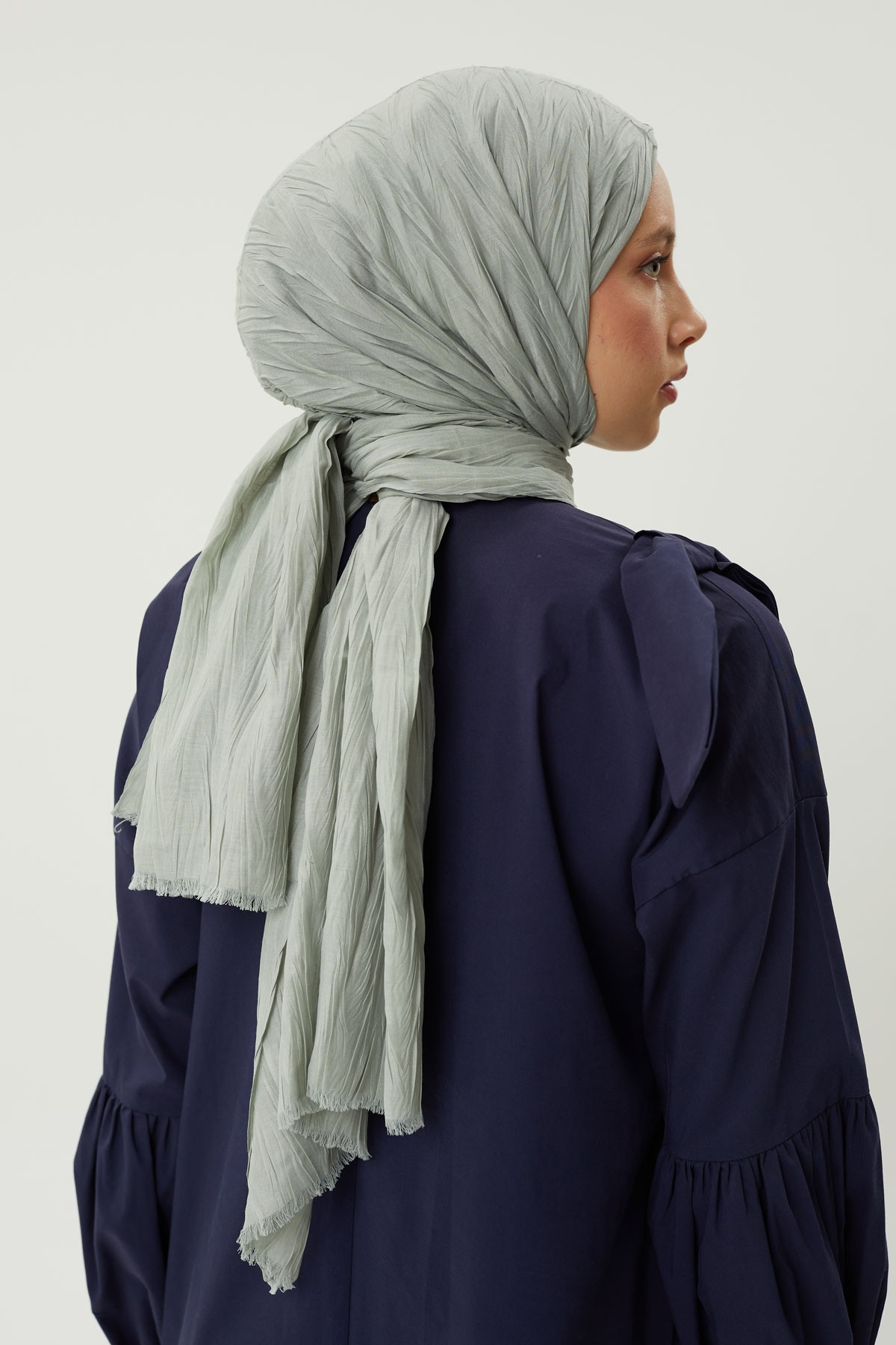 Pastel Yeşili Piliseli Bambu Şal