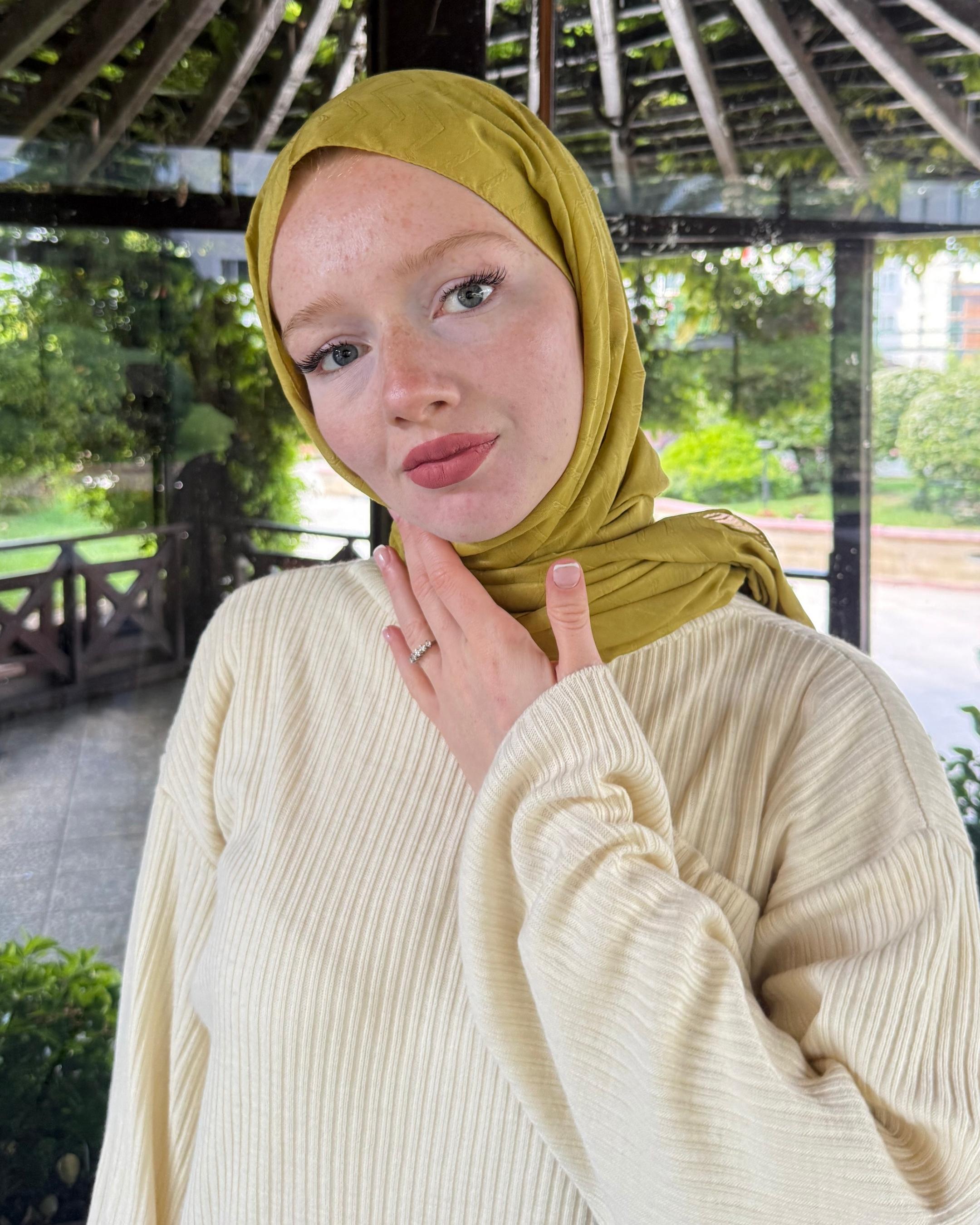Olive Zikzak Bambu Jakar Şal