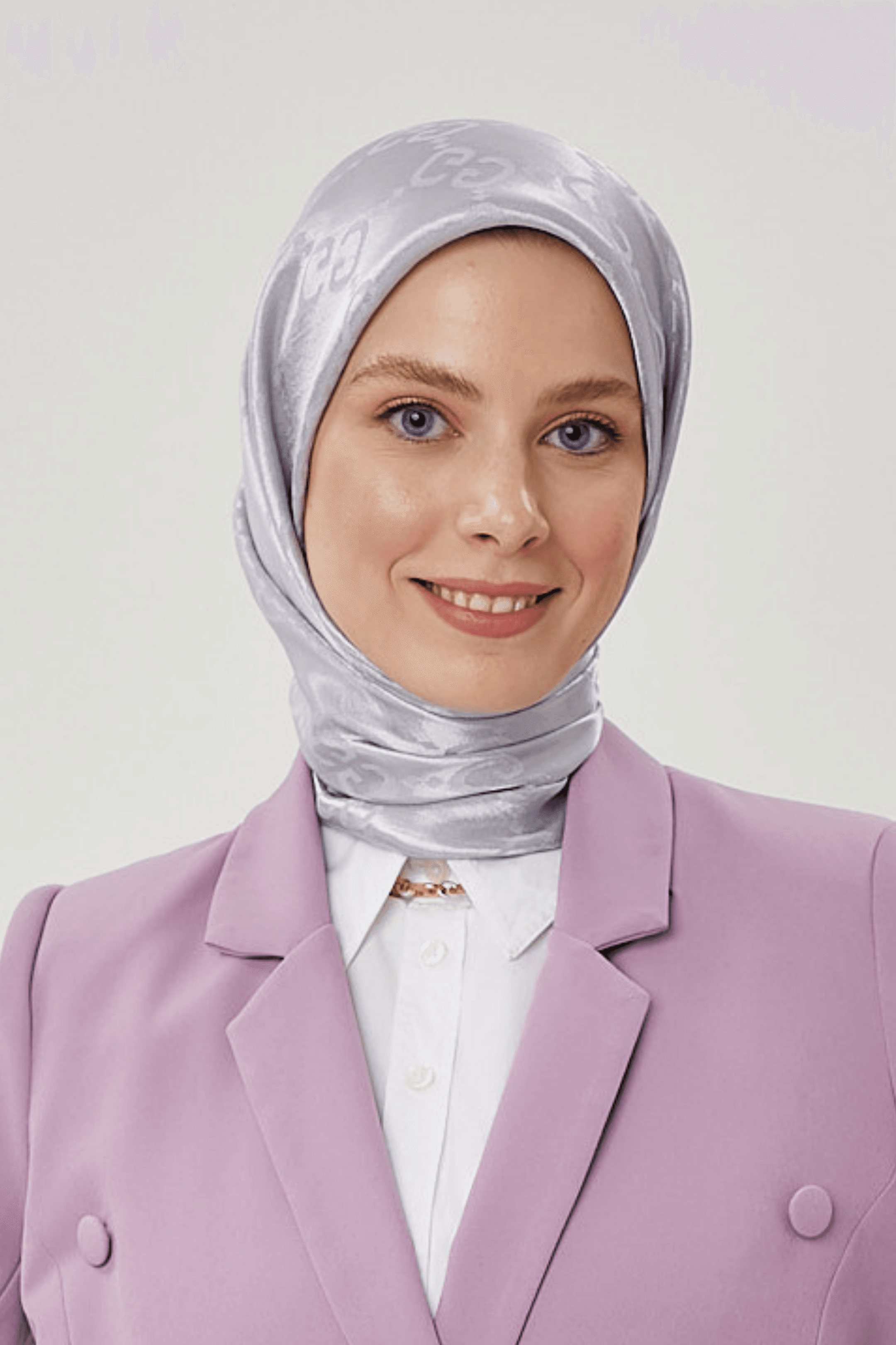 Gümüş G Desen Parlak Jakar Eşarp