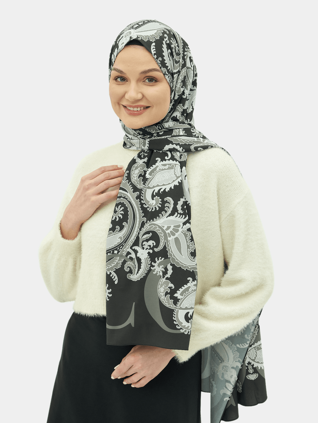 Siyah Deva Desen Pamuk Vual Şal	
